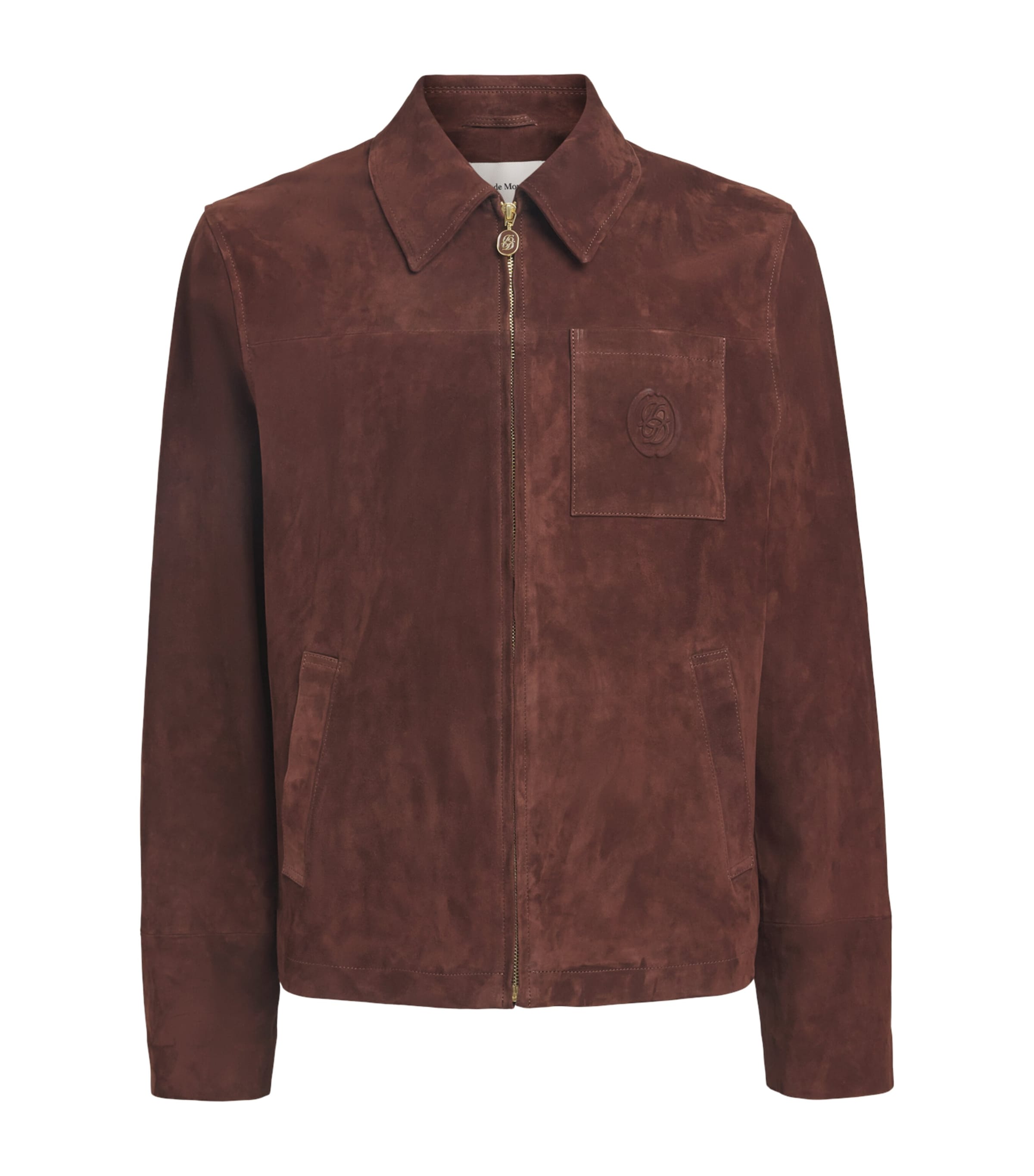 Drôle De Monsieur Mens Suede Zip-Up Jacket Brown Image 1