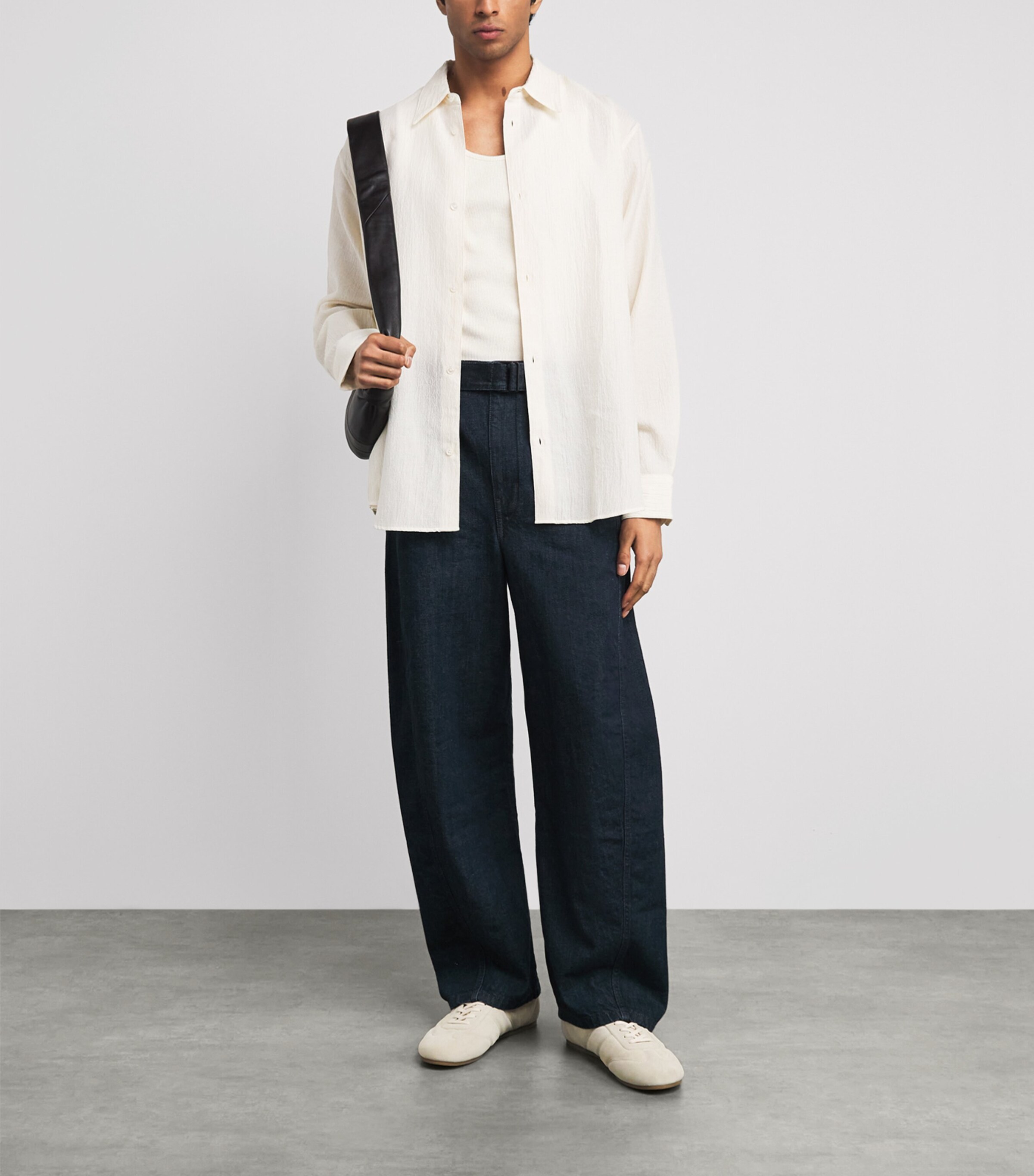 Lemaire White Cotton-Linen-Blend Ribbed Tank Top | Harrods US