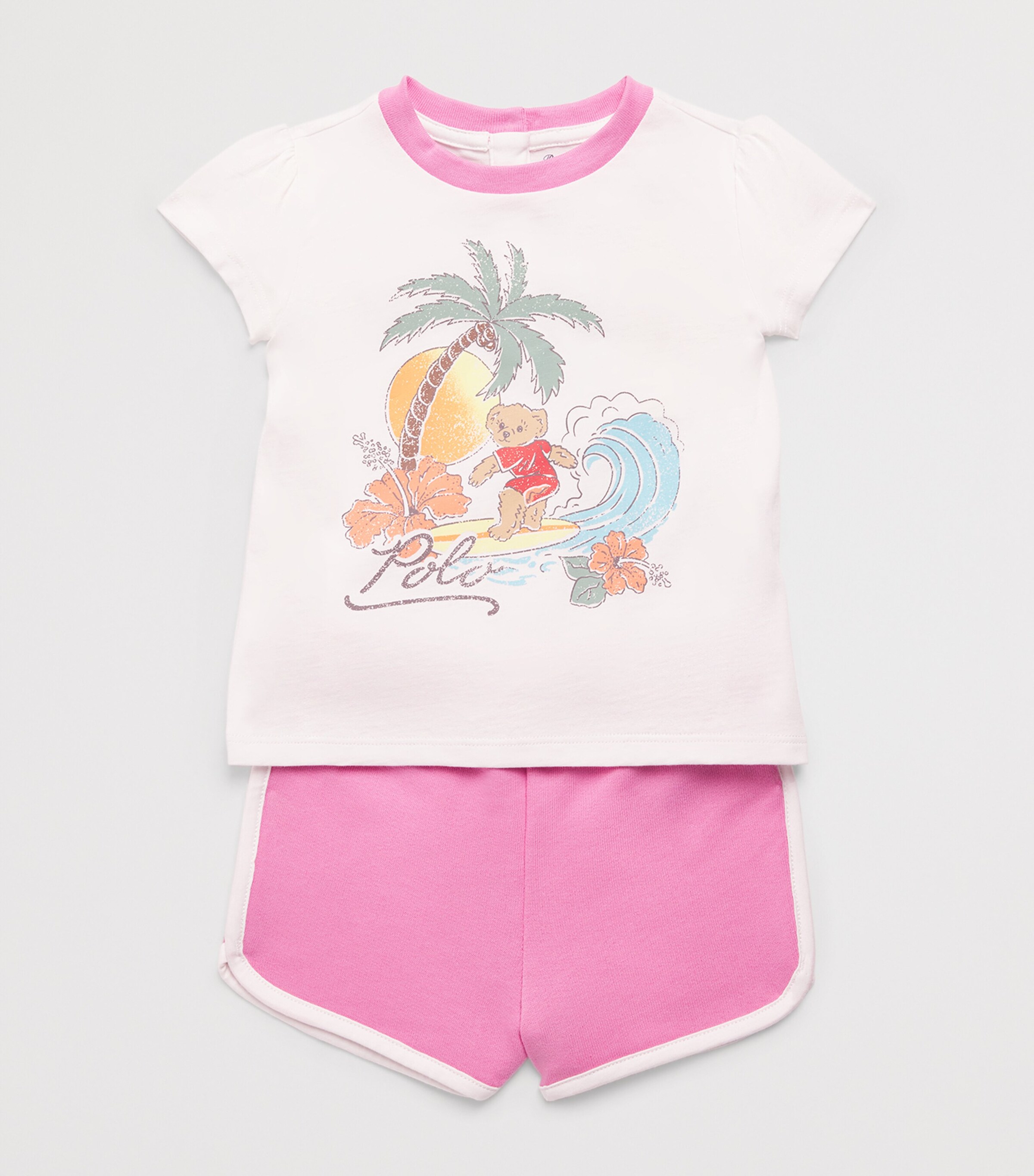 Ralph Lauren Kids Cotton Polo Bear T-Shirt and Shorts Set (3-24 Months) White Image 3