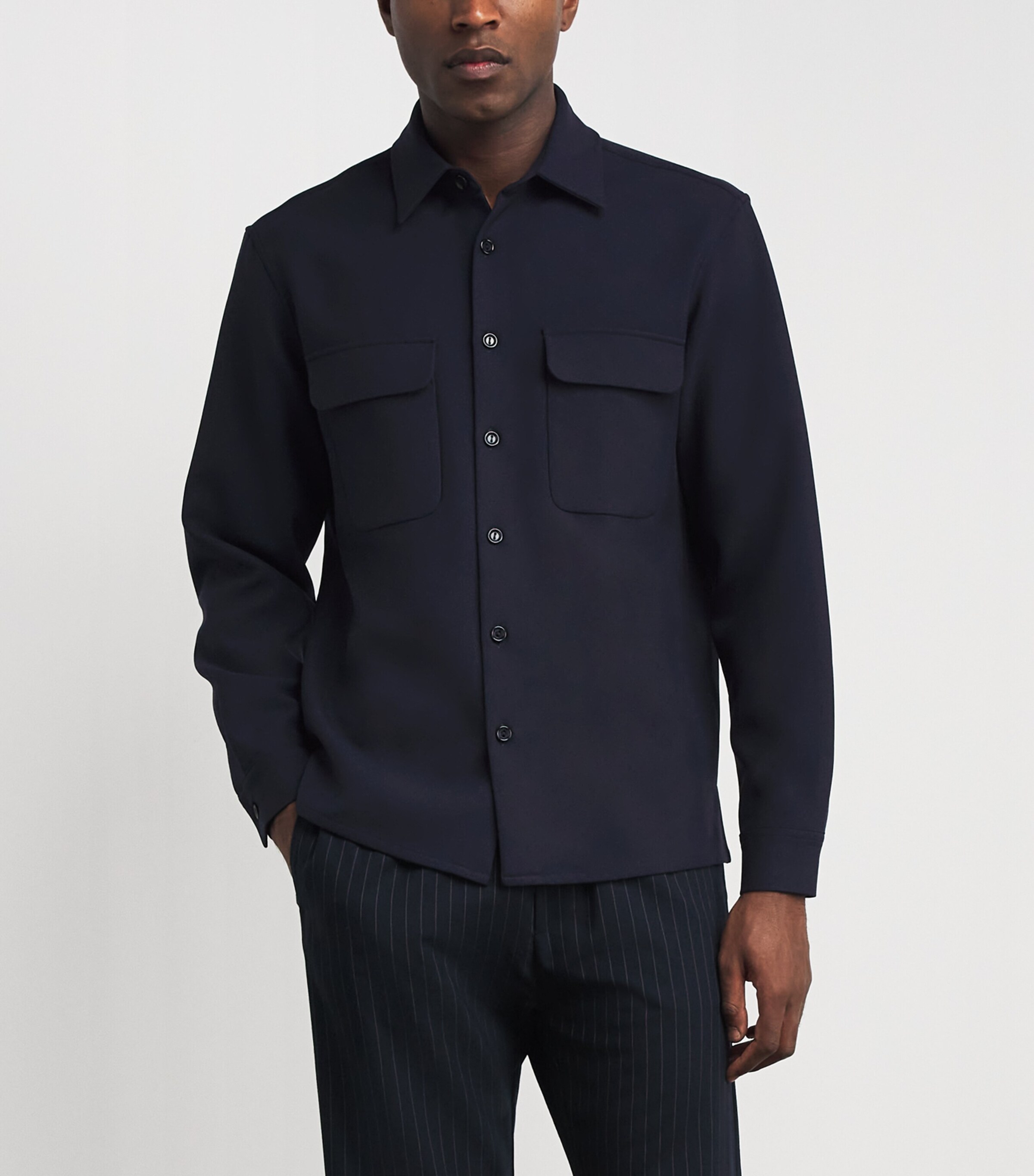 Sandro Paris Mens Straight-Fit Shirt Navy Blue Image 4