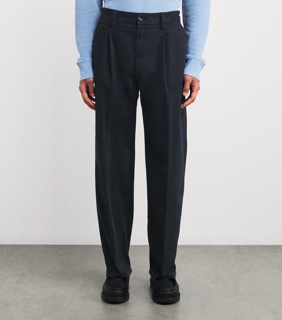 Stretch-Cotton Pleated Trousers U71NQ VULCAN Image 3