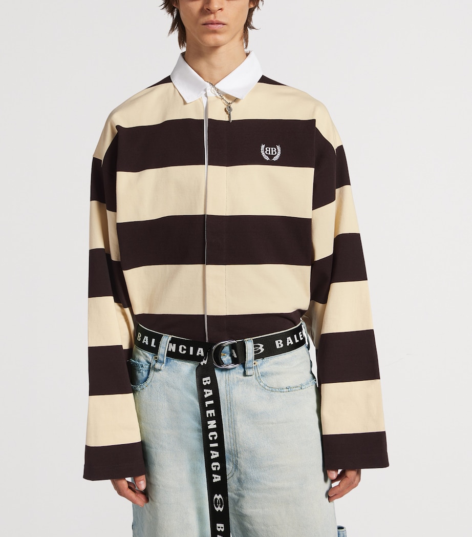 Balenciaga Mens Striped Long-Sleeve Polo Shirt Image 5