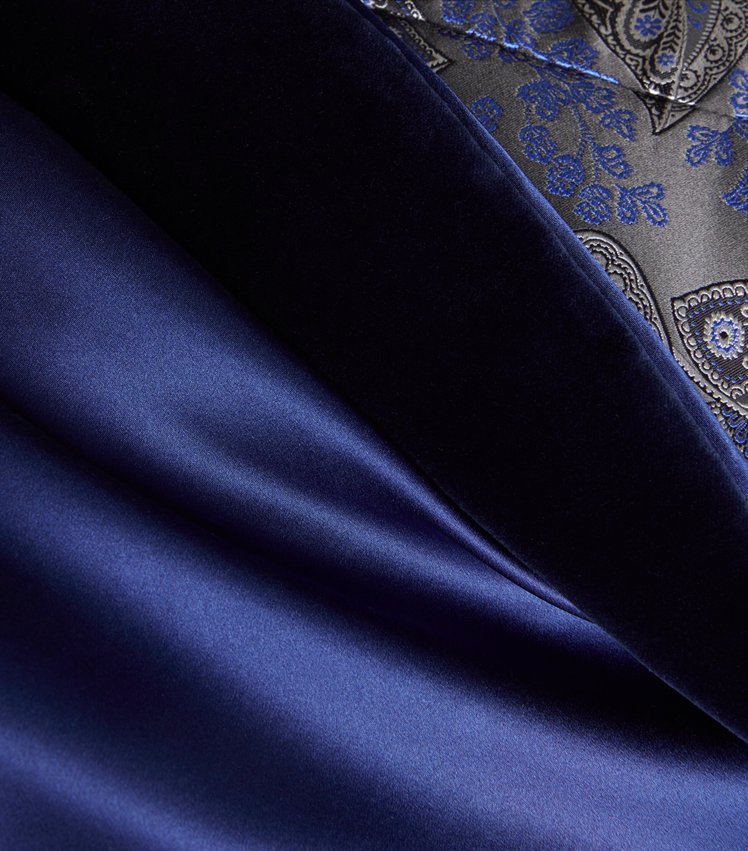 Daniel Hanson Mens Silk Paisley Smoking Jacket Blue Image 5