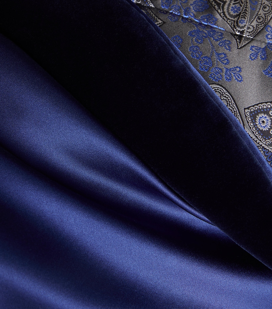 Daniel Hanson Mens Silk Paisley Smoking Jacket Blue Image 5