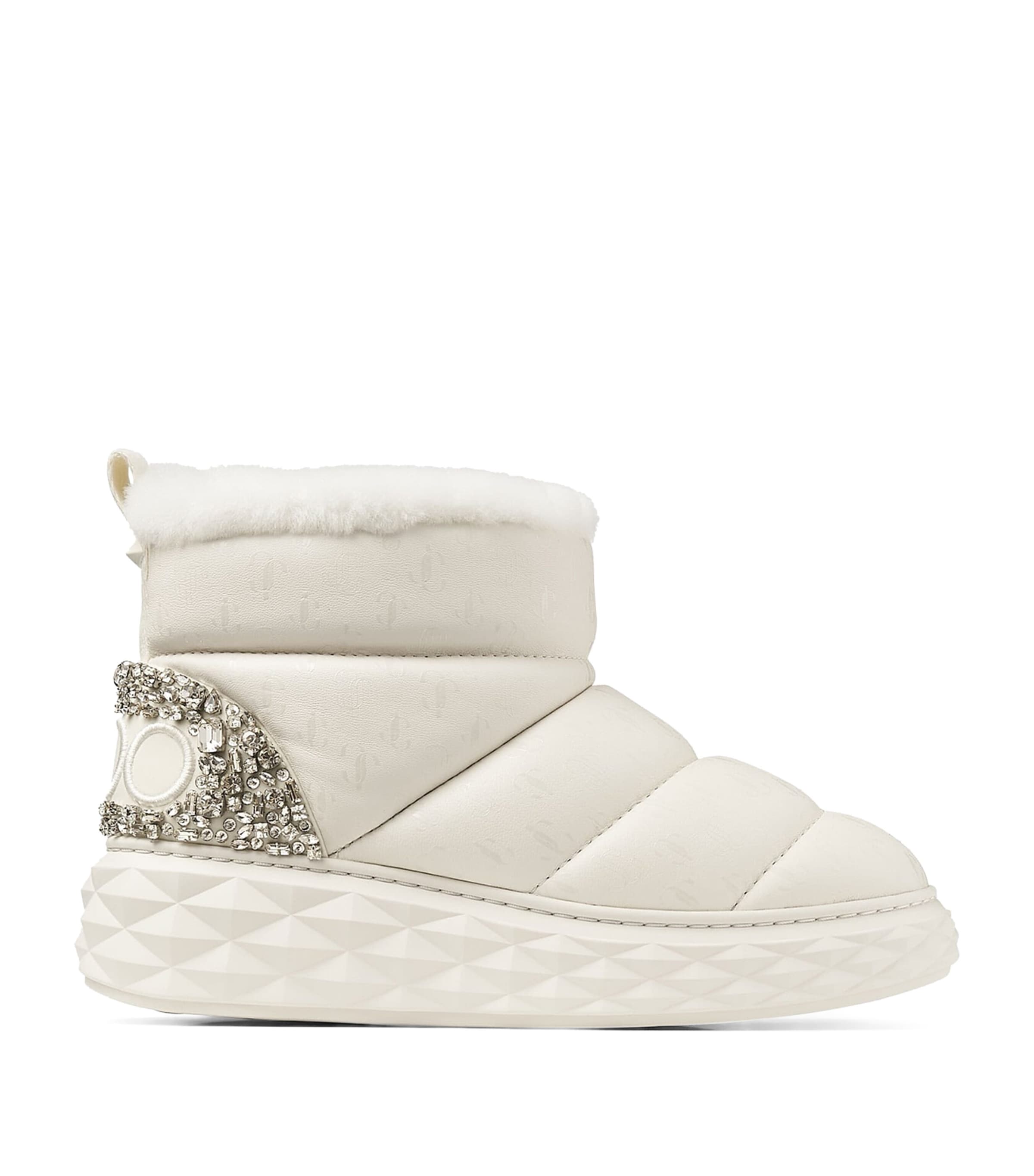 Jimmy Choo Xan Embellished Snow Boots In White