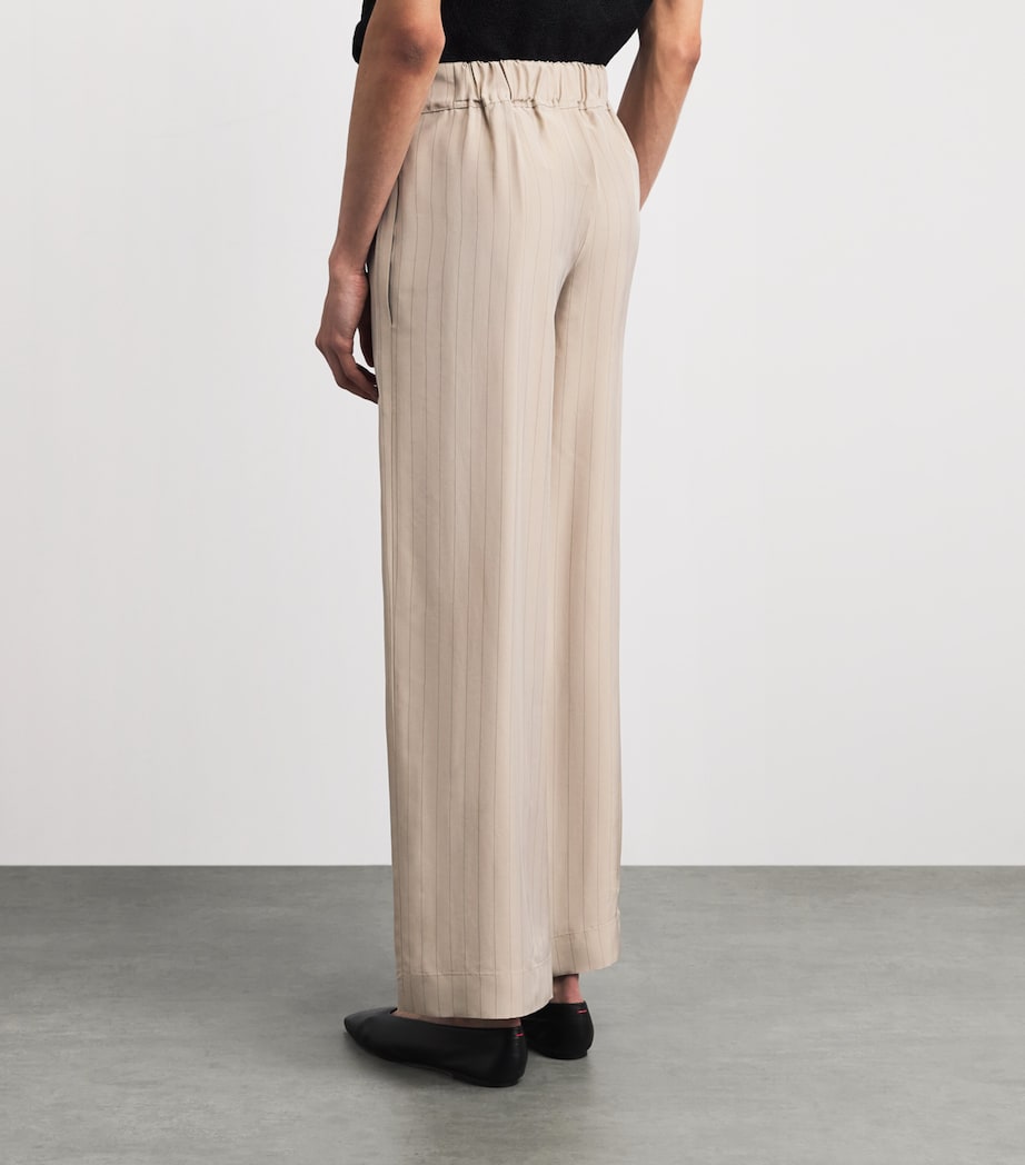 Liberowe Womens Pinstripe Palazzo Trousers Beige Pinstripe Image 5