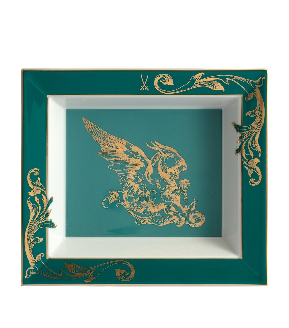 Large Porcelain Winged Lioness Tray (21cm) WHITE Image 1