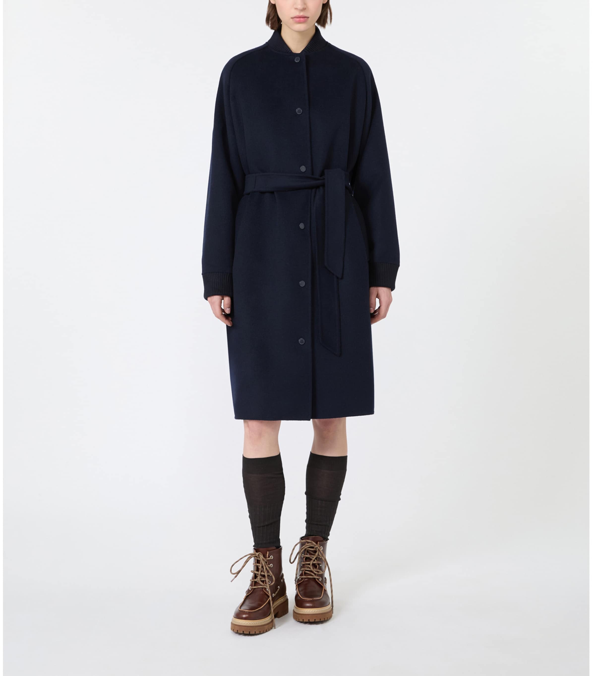 Weekend Max Mara Womens Virgin Wool Quilted Coat Navy Image 3