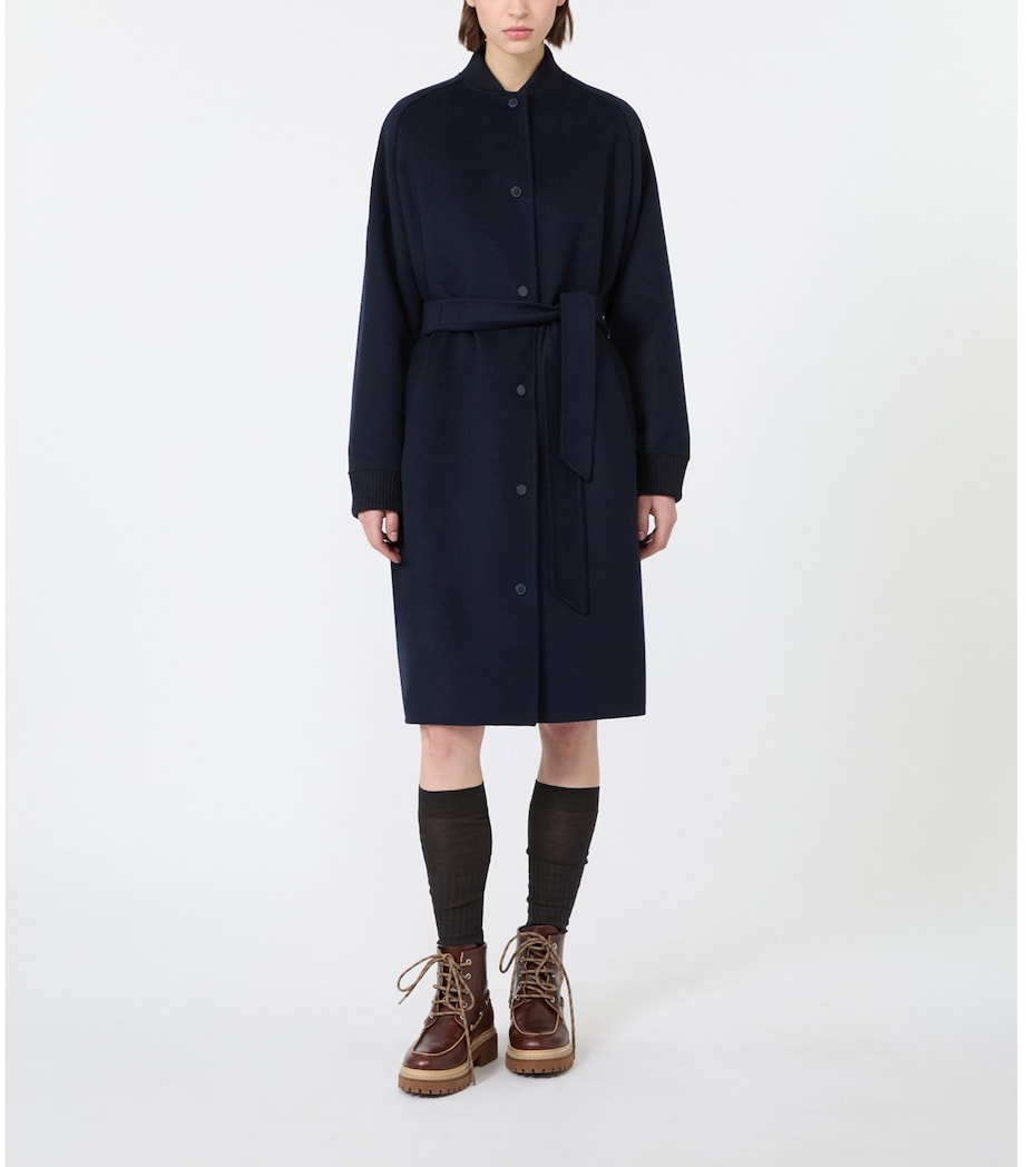 Weekend Max Mara Womens Virgin Wool Quilted Coat Navy Image 3