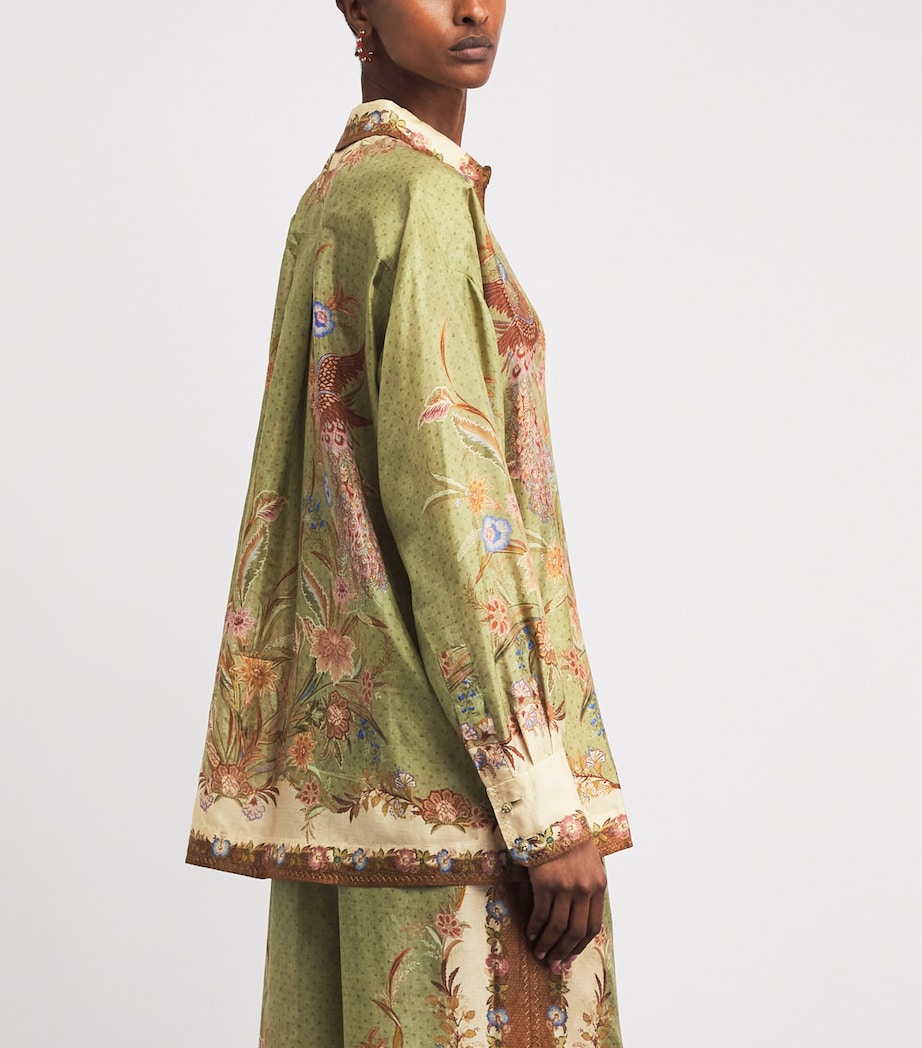 Zimmermann Womens Silk Indra Shirt Khaki Scarf Floral Image 5