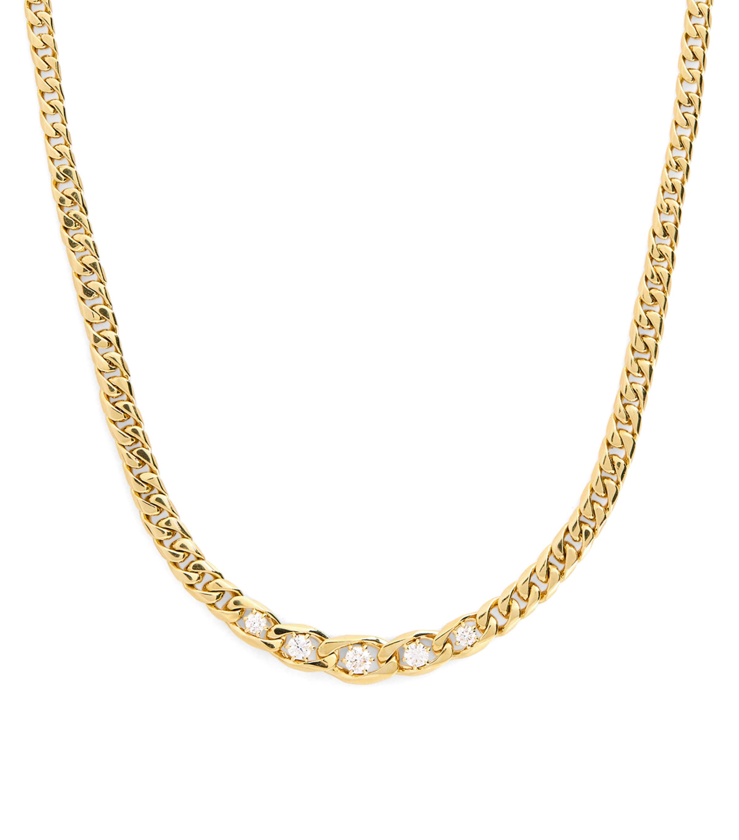 Jade Trau Yellow Gold And Diamond Piper Chain Necklace In Gold