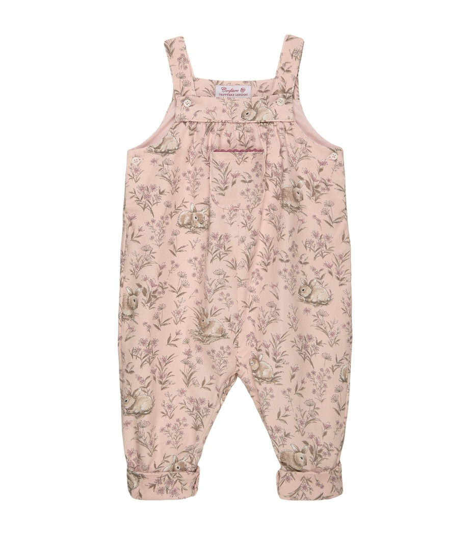 Trotters Corduroy Bunny Dungarees (6-24 Months) Pink Image 1