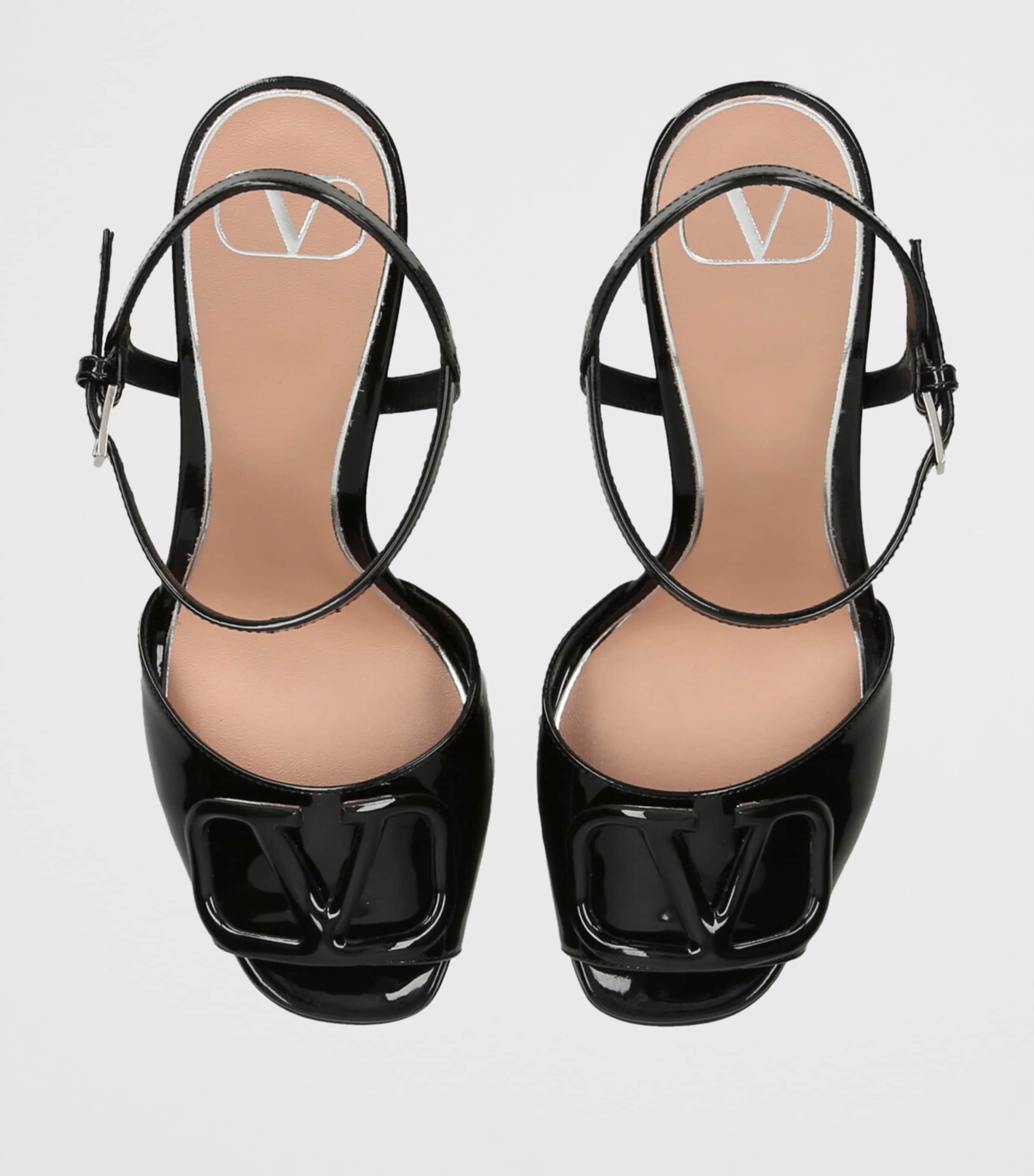 Leather VLogo Signature Platform Sandals 115 BLACK Image 4