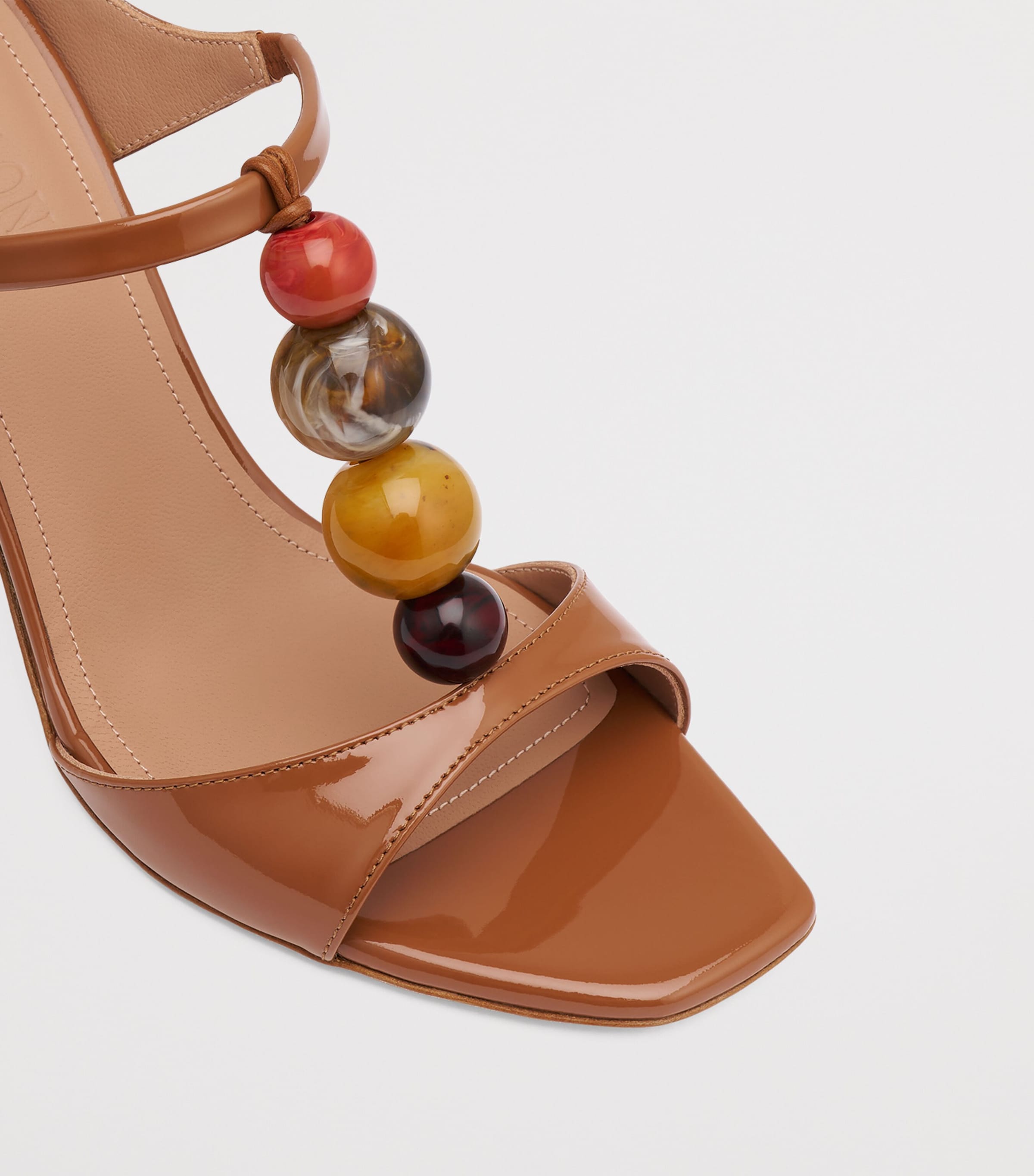 Malone Souliers Patent Leather Beaded Lena Heeled Sandals 70 Caramel Image 5