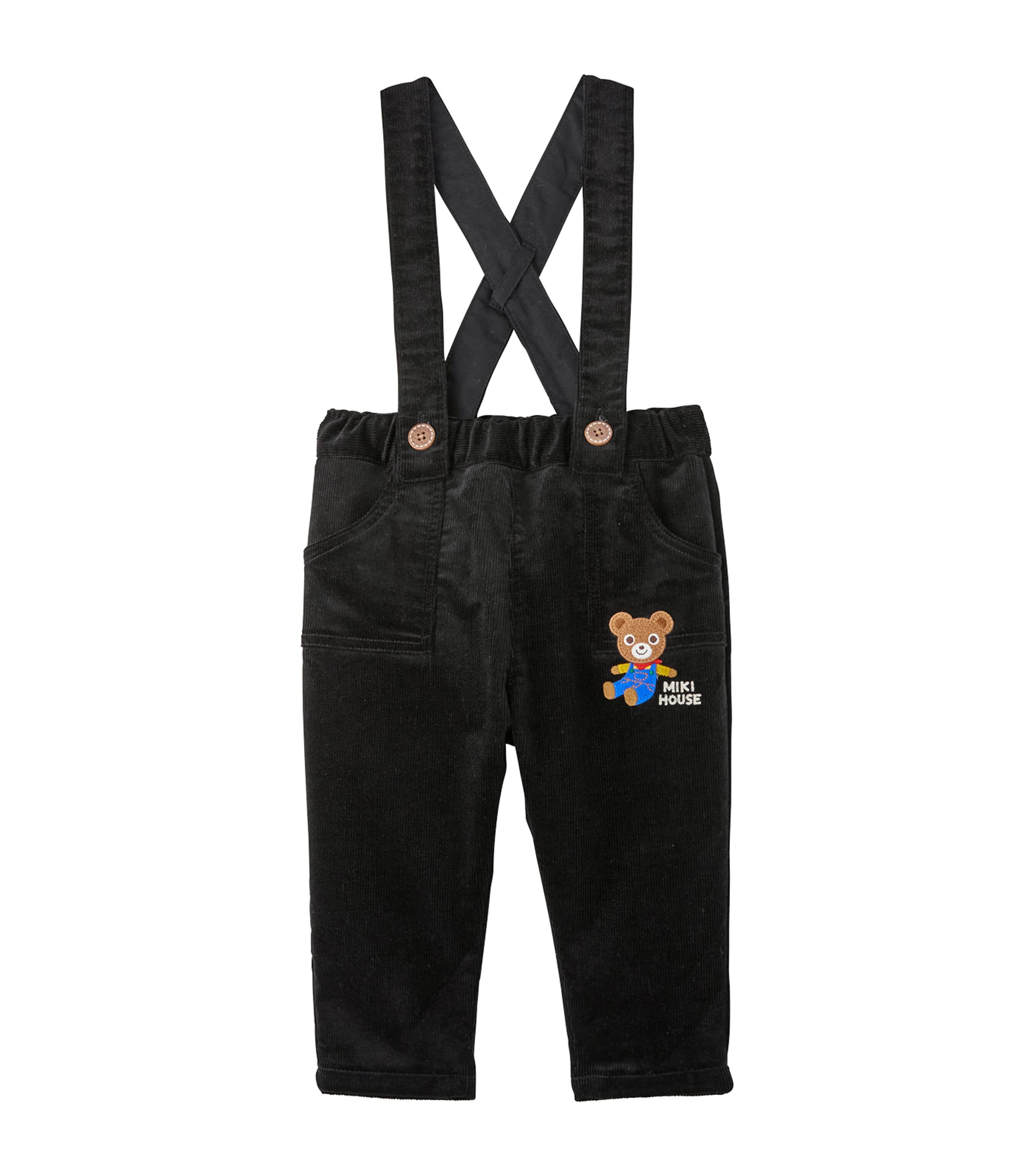 Miki House Kids' Corduroy Dungarees In Black