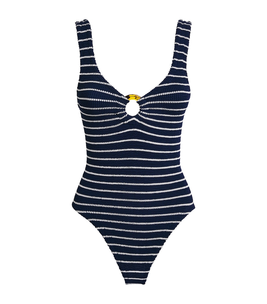 Stripe Celine Plunge Swimsuit NAVY/WHITE STRIPE Image 1
