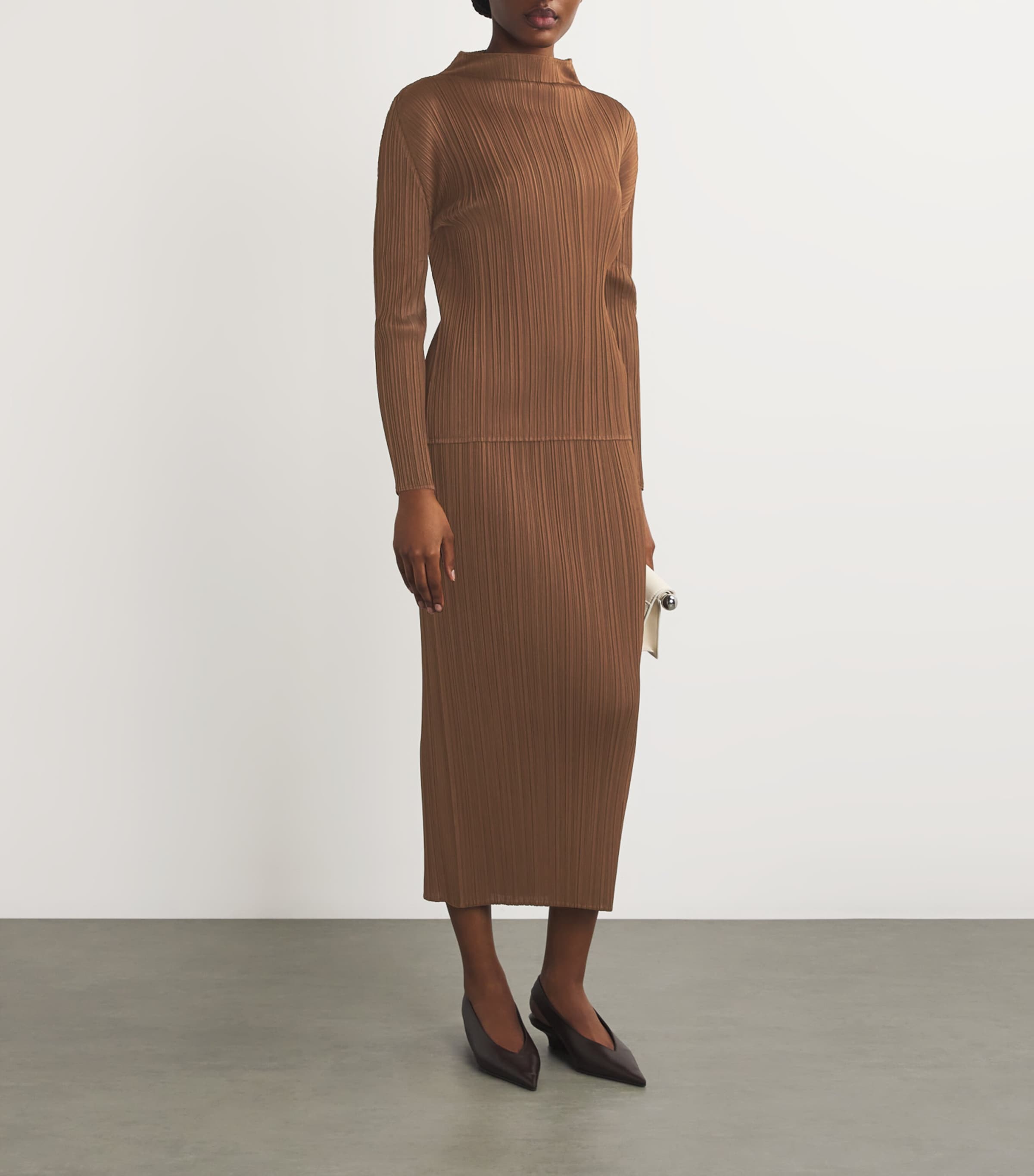 Pleats Please Issey Miyake Brown New Colourful Basics Maxi Skirt