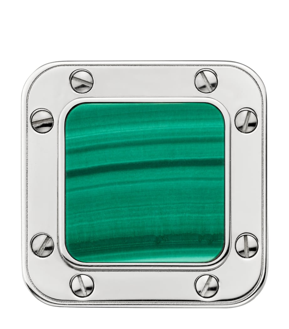 Sterling Silver and Malachite Santos de Cartier Cufflinks METAL Image 2