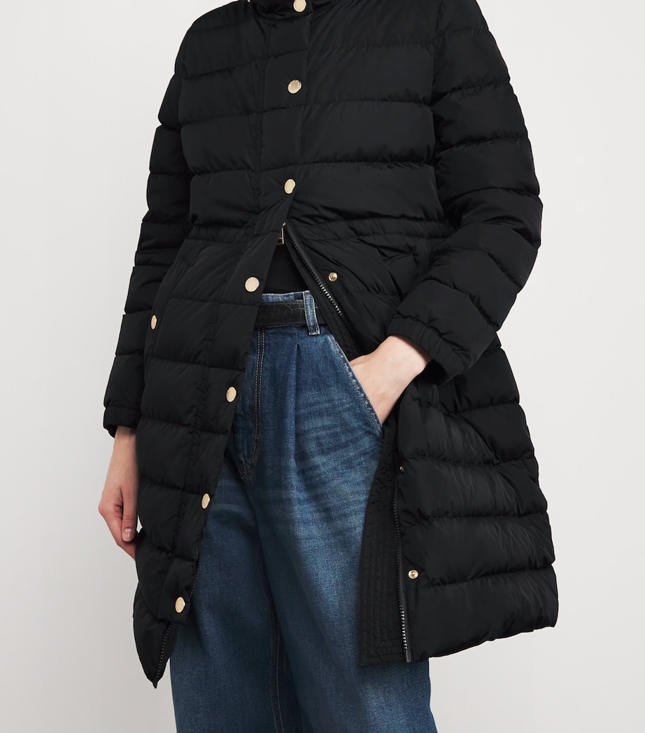 Down Quilted Longline Jacket BLACK Image 6