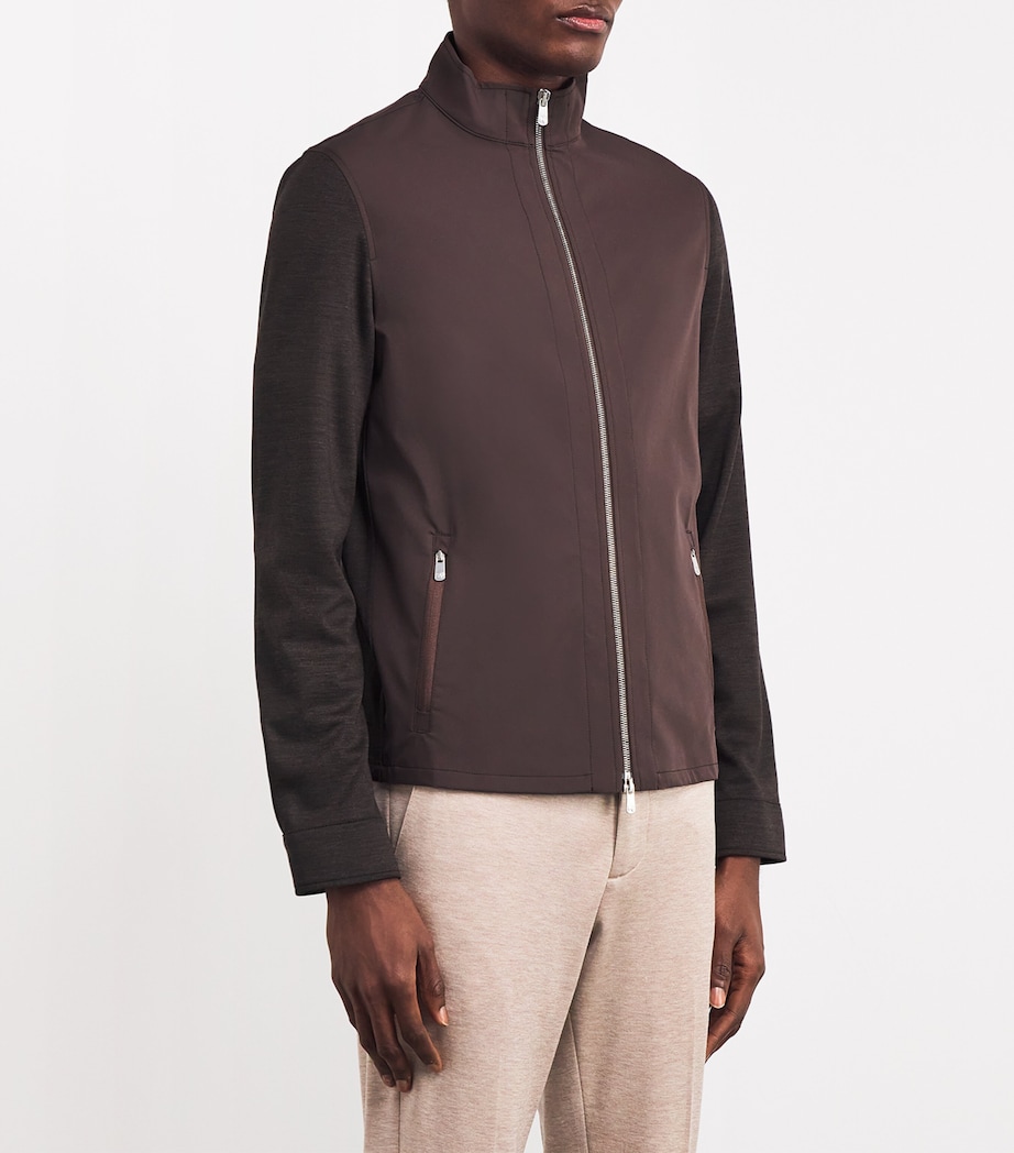 Wool Zip-Up Technical Jacket 04 BROWN Image 3