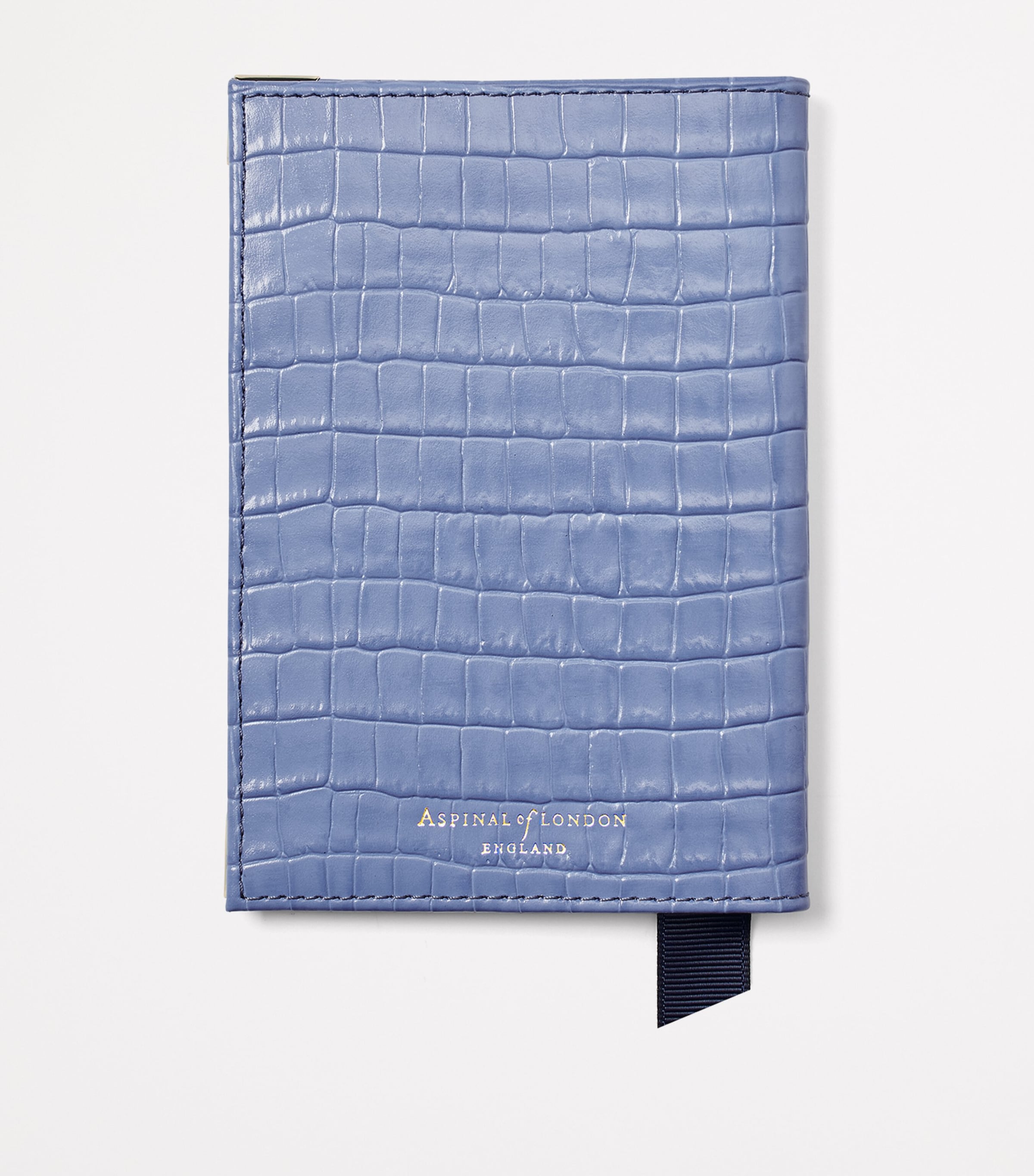 Croc-Embossed Leather Passport Cover CAPRI BLUE Image 2