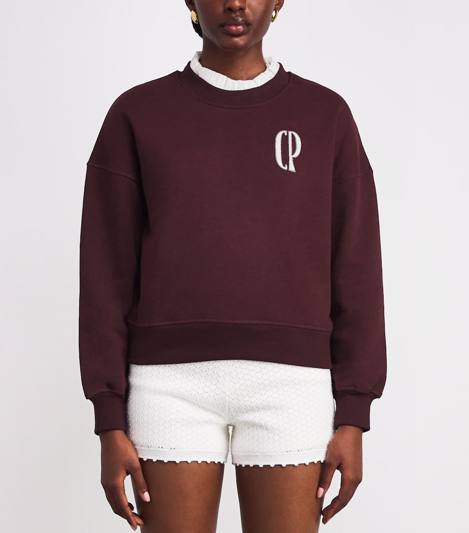 Cotton-Blend Logo Sweatshirt BURGUNDY Image 3