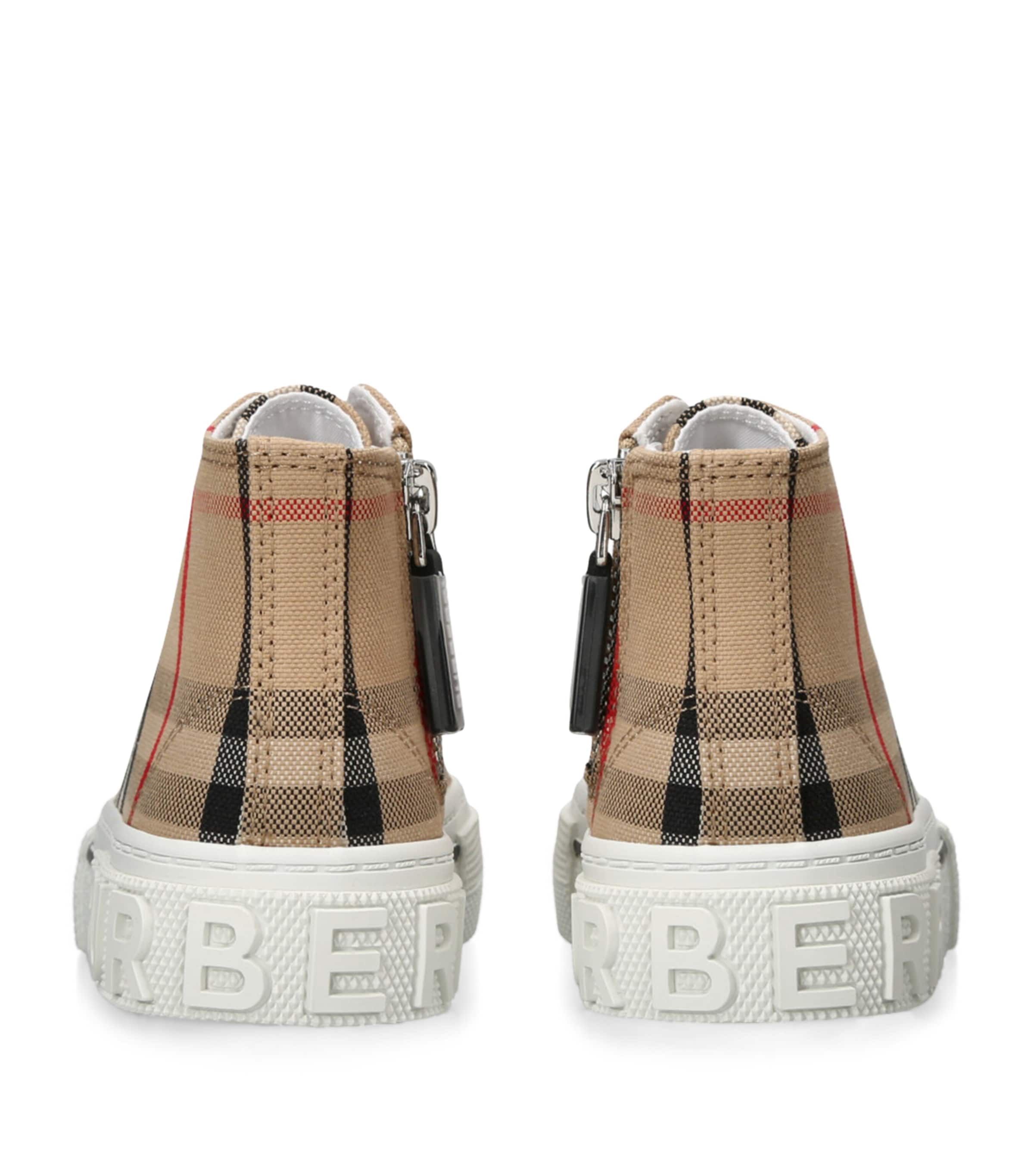 Burberry Kids Beige Check High-Top Sneakers Harrods UK