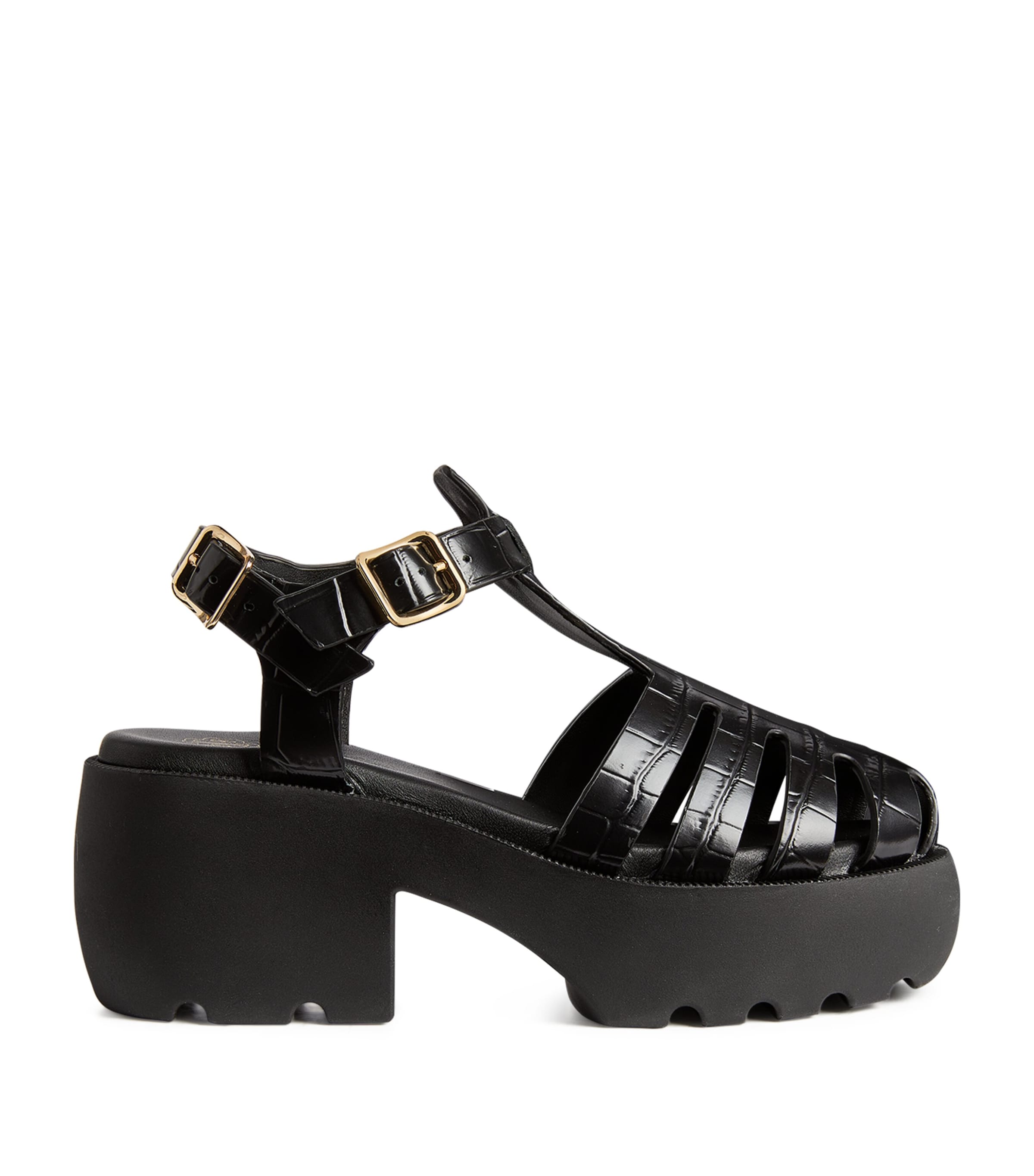 Maje Leather Platform Sandals 70 In Black