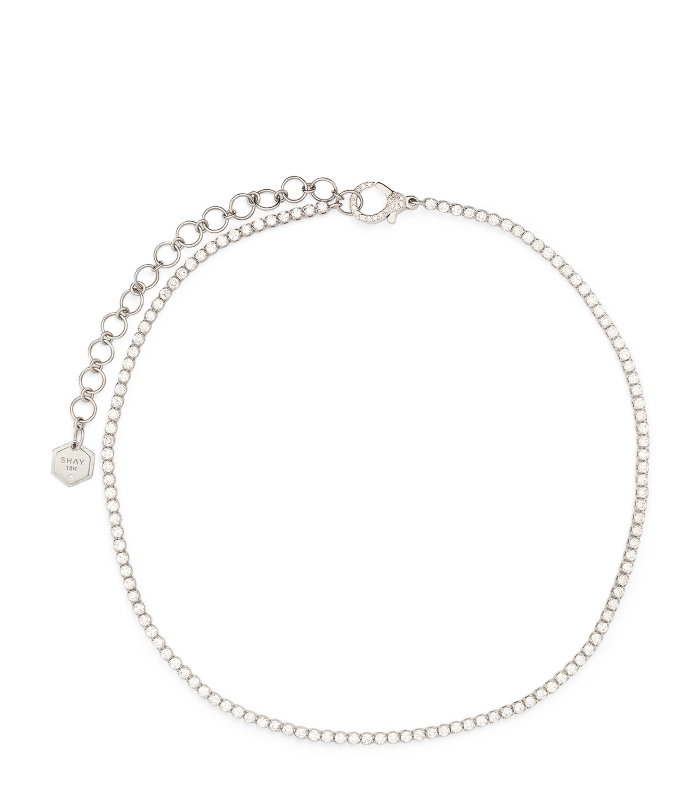 Shay White Gold And Diamond Singe Line Thread Choker In White