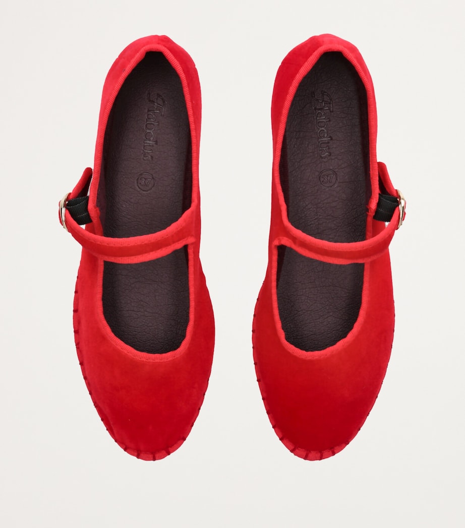 Flabelus Velvet Mellark Mary Jane Flats Red Image 2