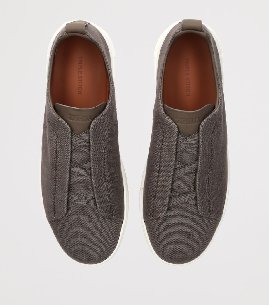 Zegna Suede Triple Stitch Sneakers Grey/dark Image 4