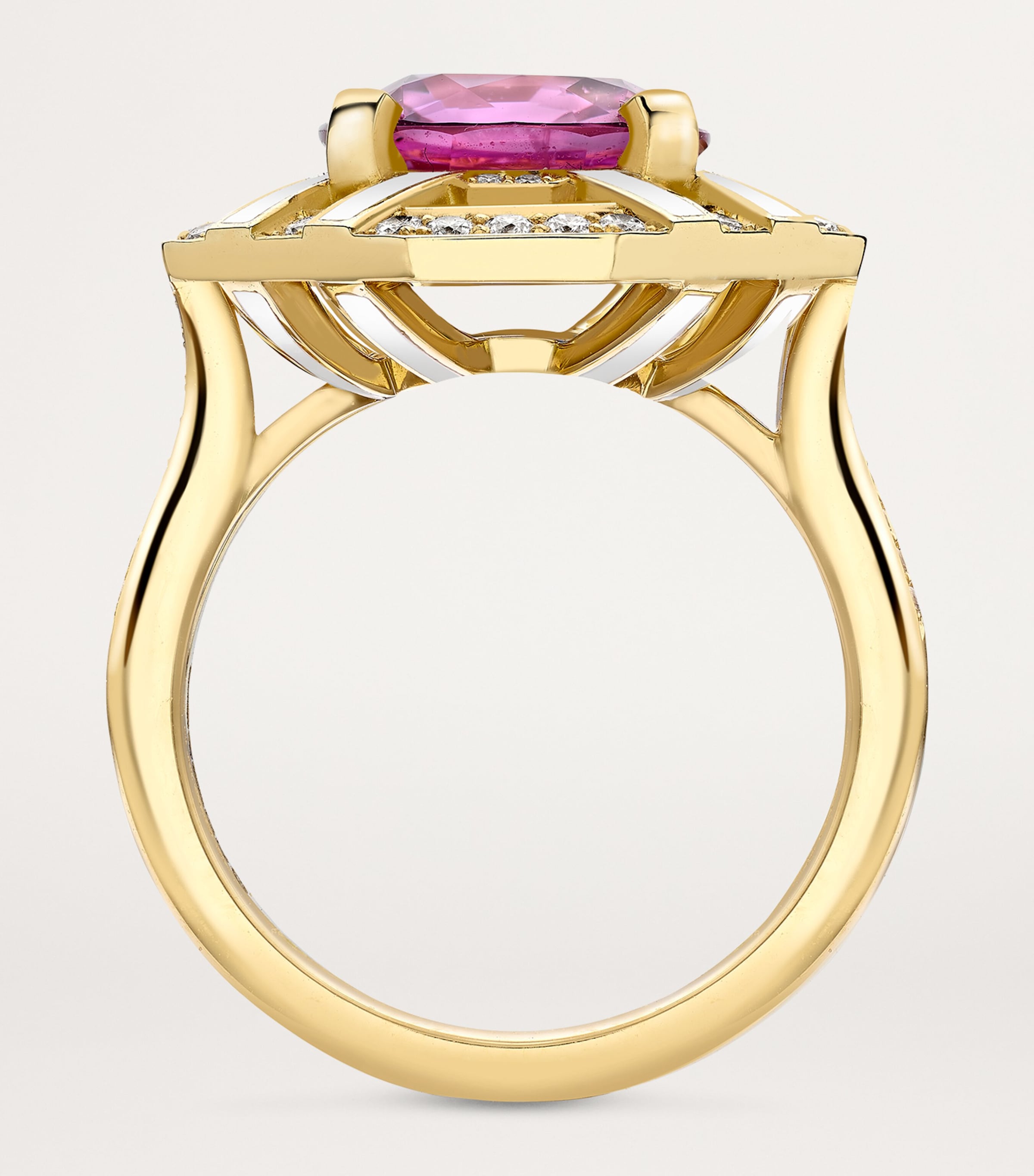 Yellow Gold, Diamond and Pink Sapphire Fifth Avenue Ring YELLOW GOLD Image 2