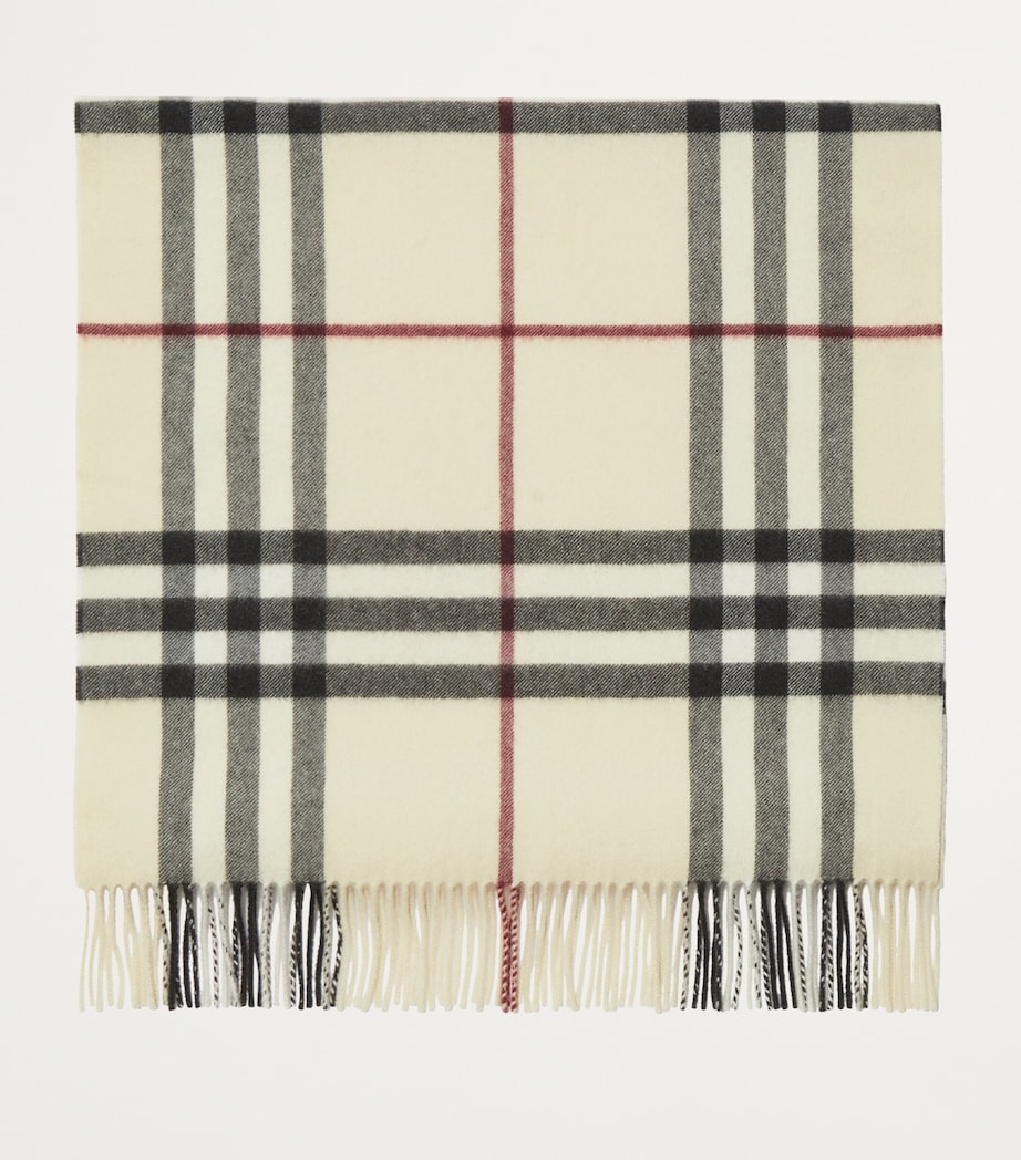 Cashmere Wide Check Scarf STONE Image 6