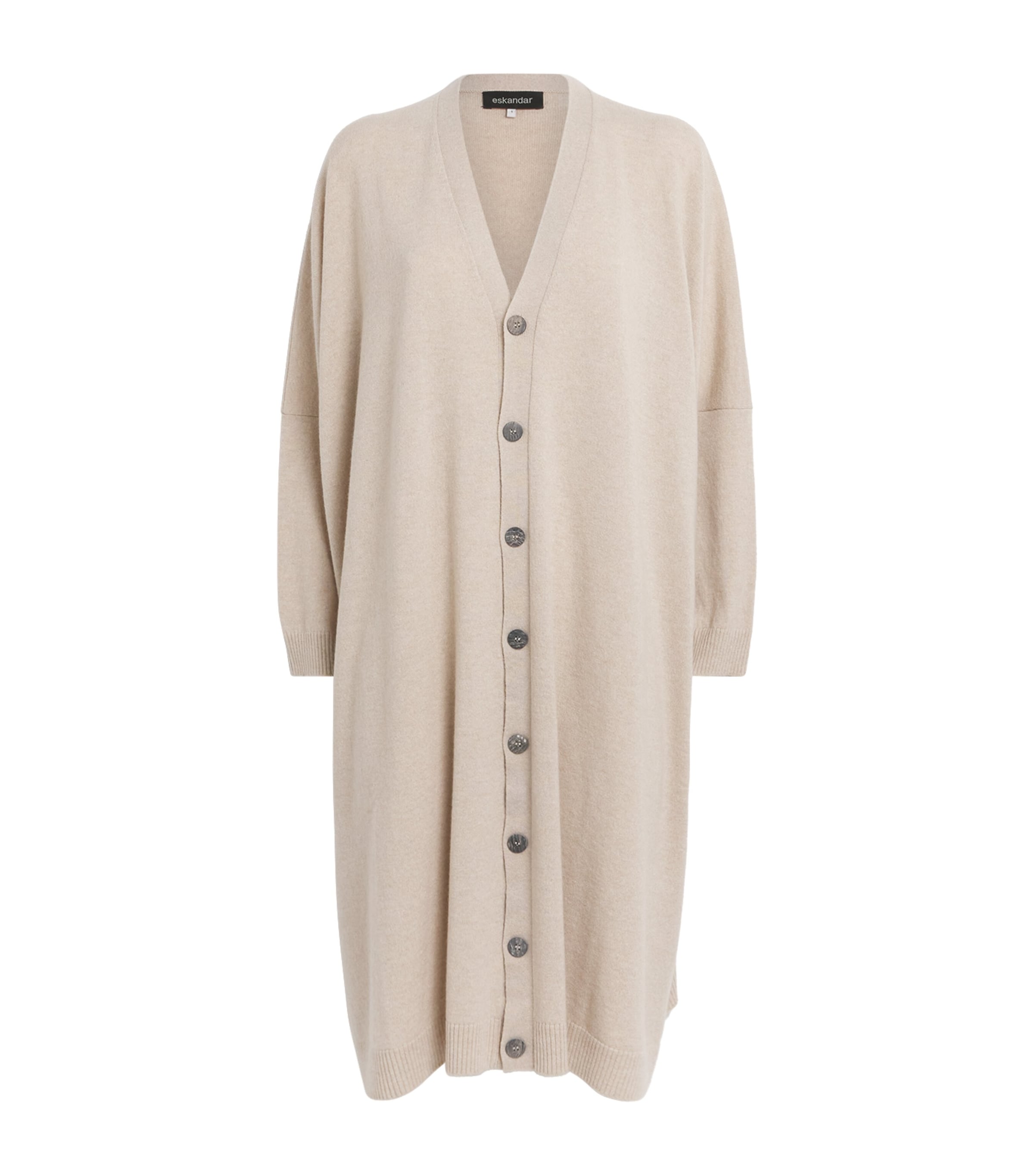 Eskandar Cashmere Wide Longline Cardigan In Neutral