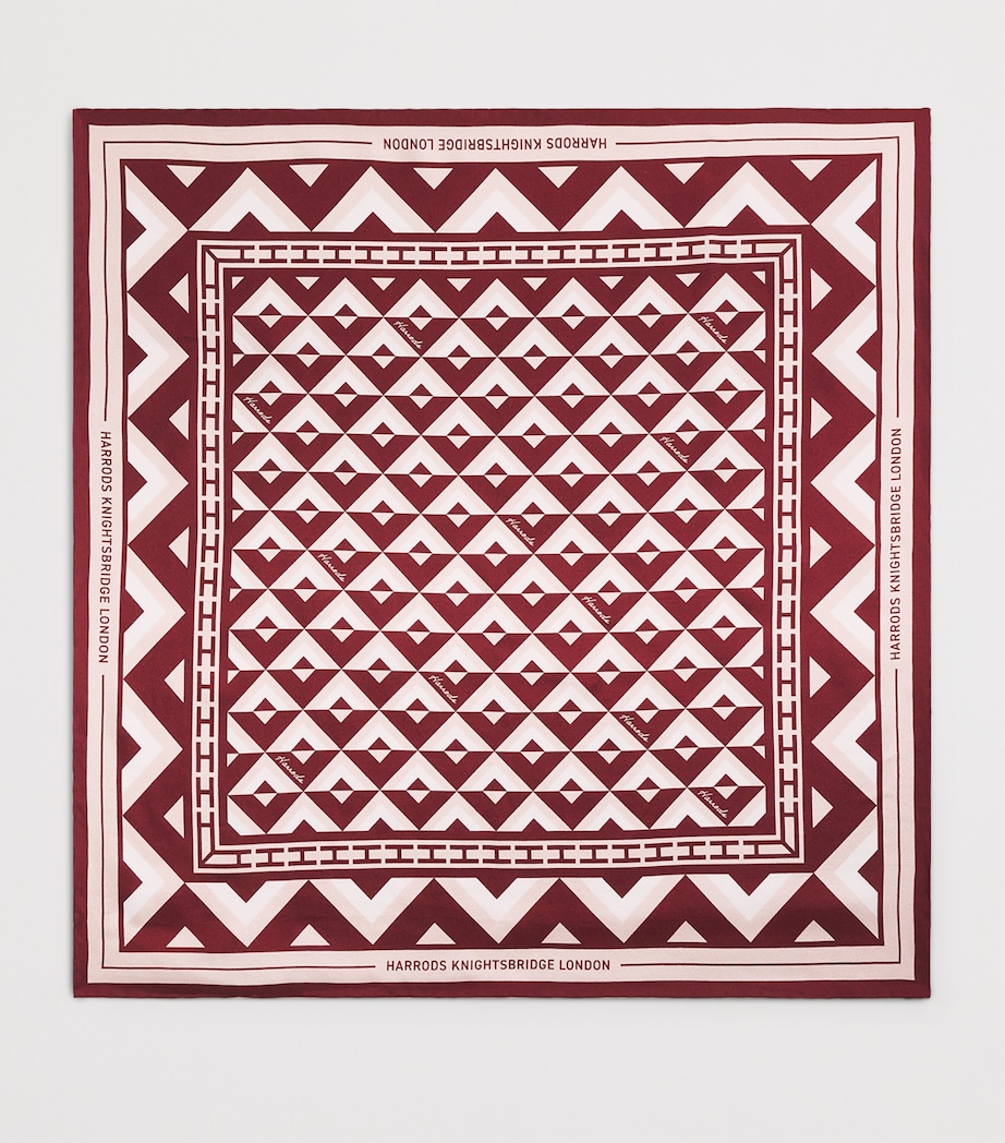 Silk Geometric Print Square Scarf PINK Image 4