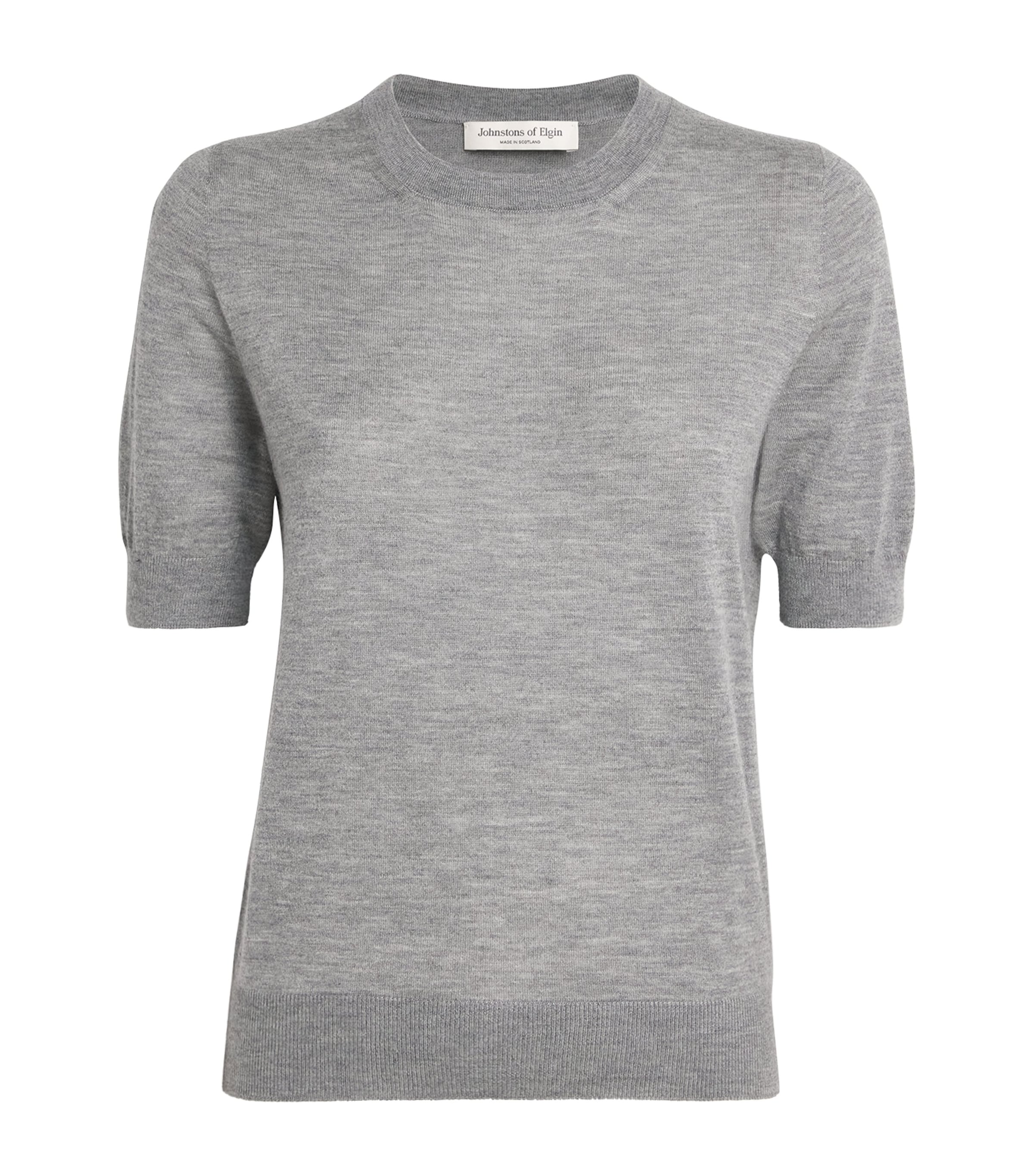 Johnstons Of Elgin Womens Cashmere Honor T-Shirt Cullen Grey Image 1