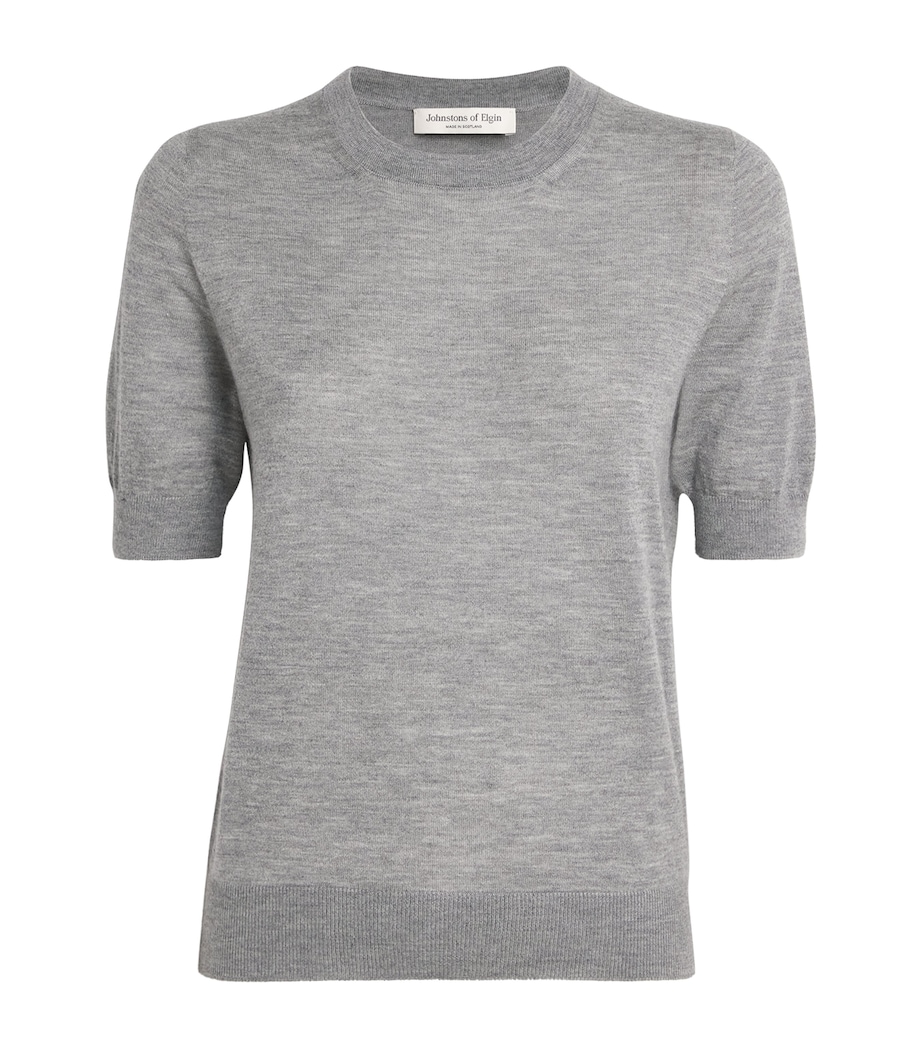 Johnstons Of Elgin Womens Cashmere Honor T-Shirt Cullen Grey Image 1