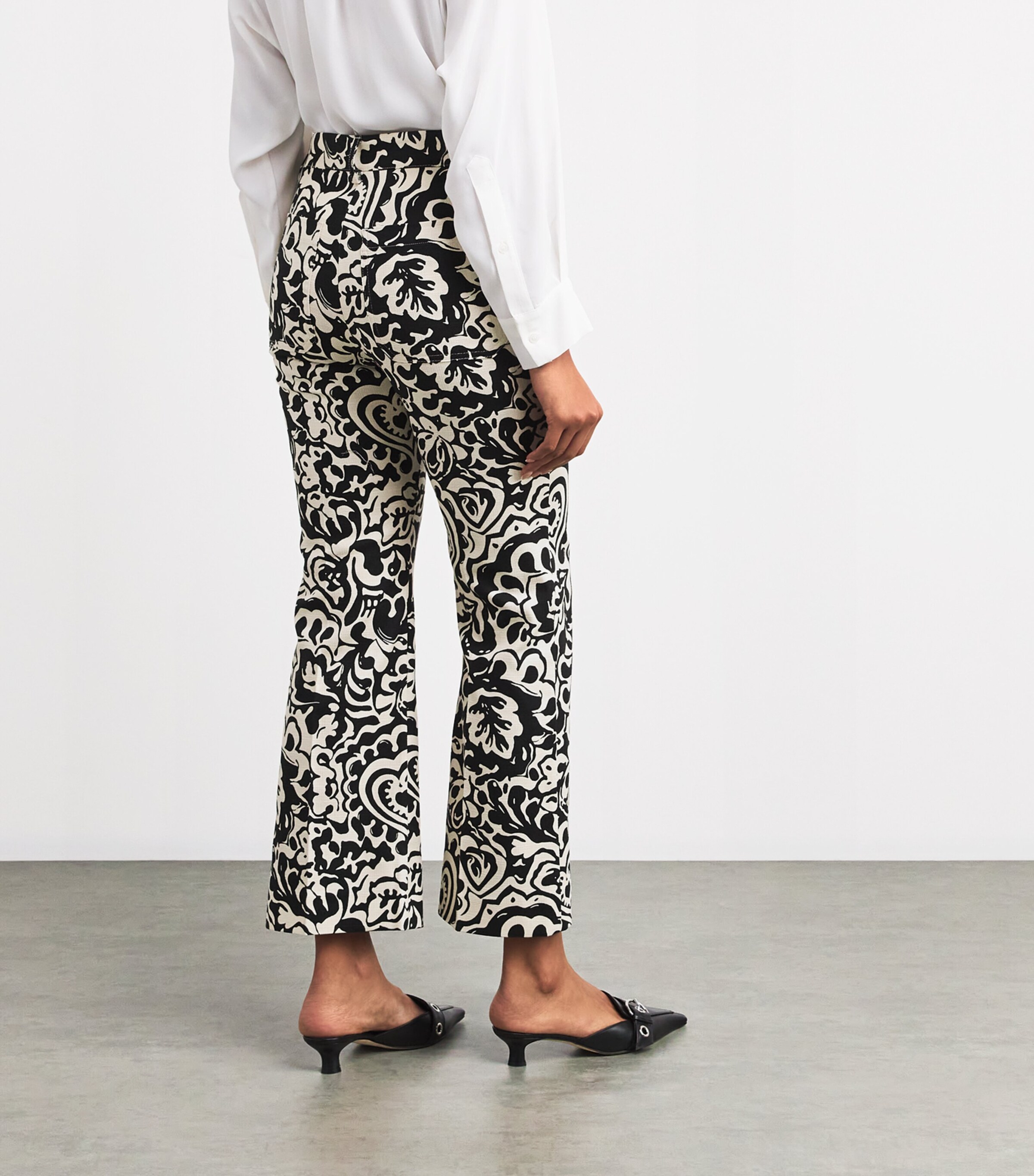 Stretch-Cotton Canvas Patterned Trousers BLACK Image 4