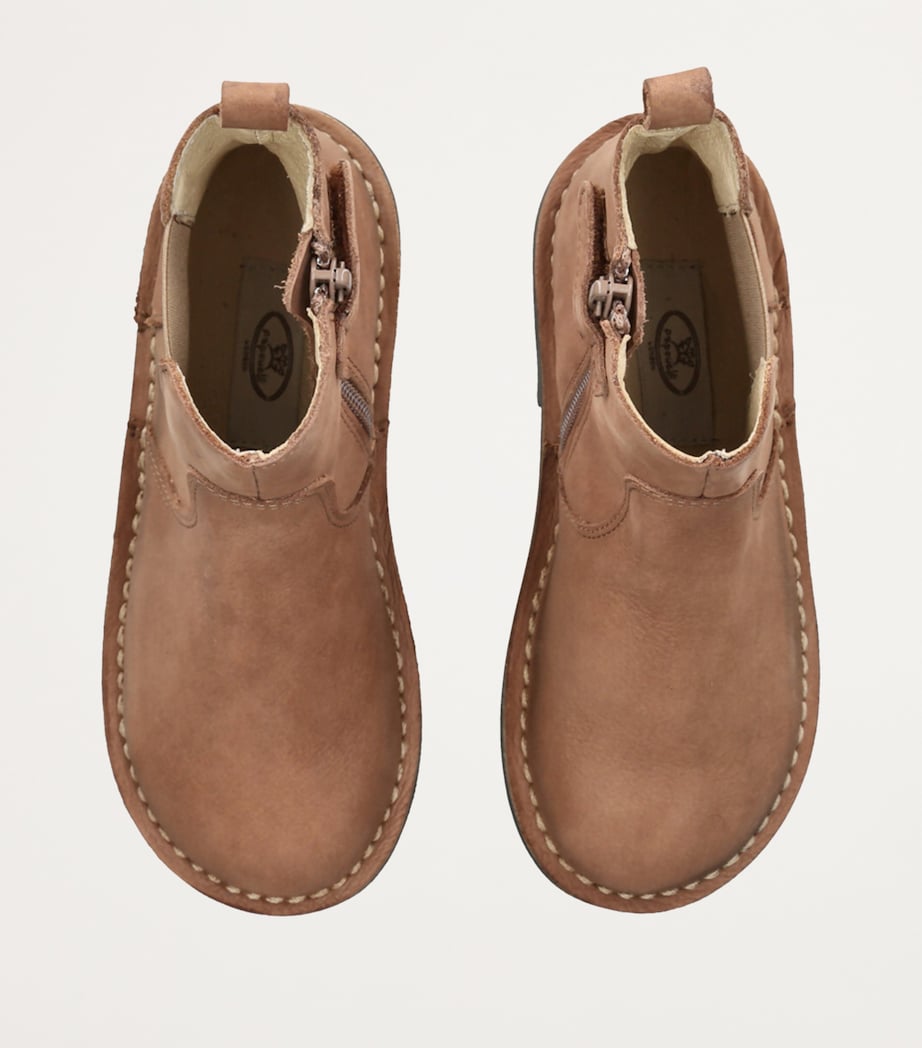 papouelli Leather Pod Ankle Boots Taupe Image 4