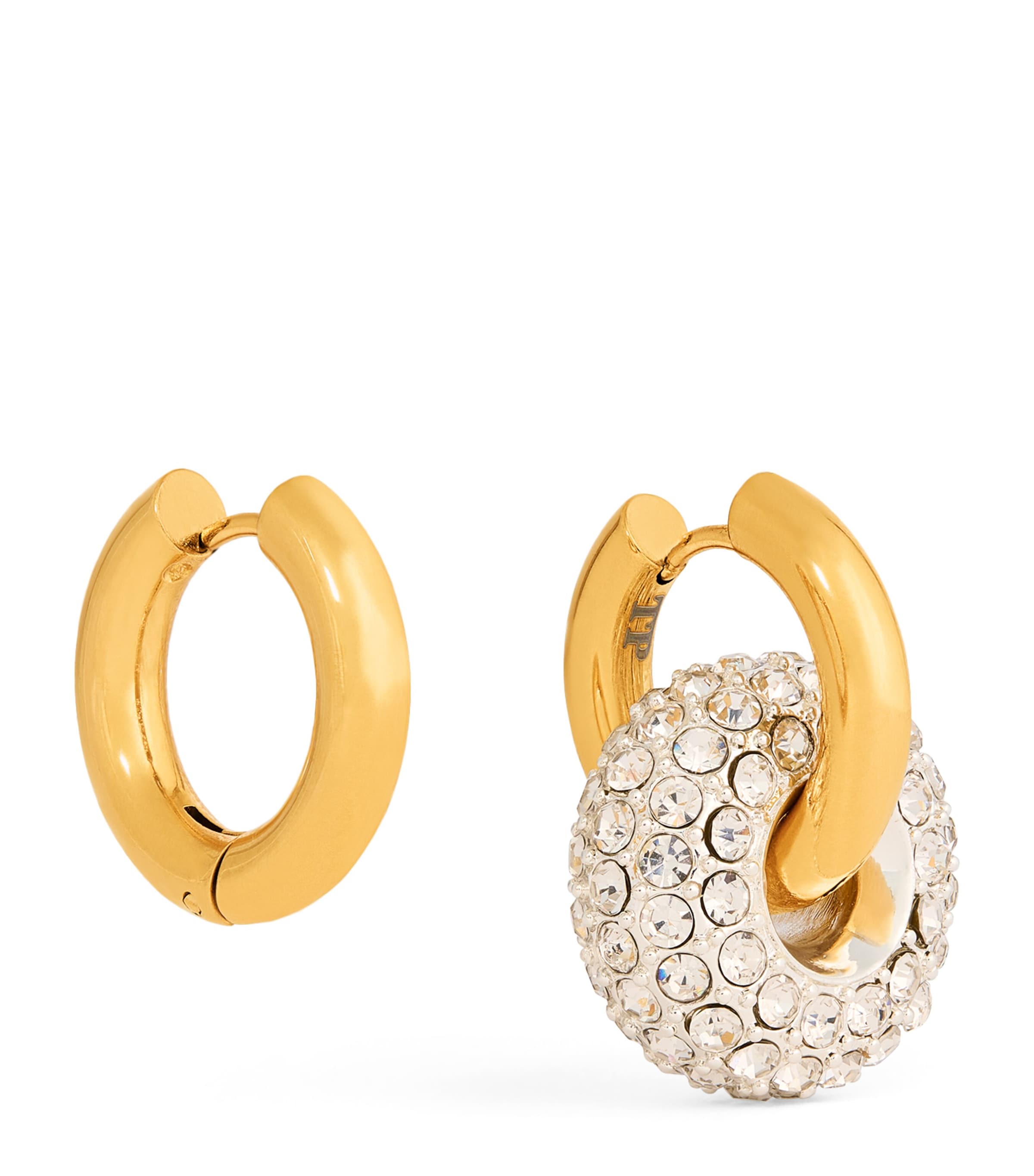 Timeless Pearly Mismatched A Touch Of Sparkle Hoop Earrings In Gold