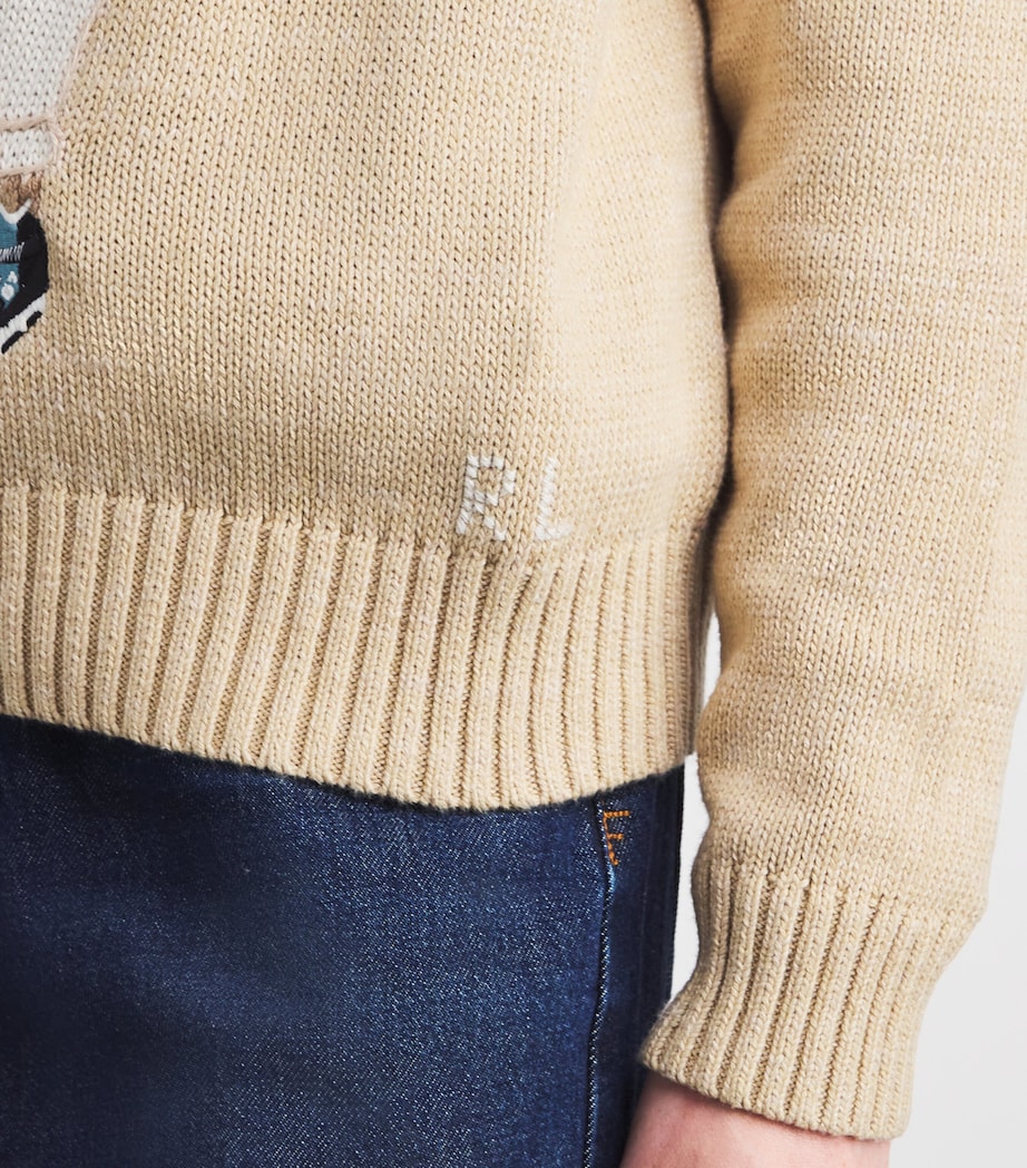 Cotton Polo Bear Sweater TAN MULTI Image 6