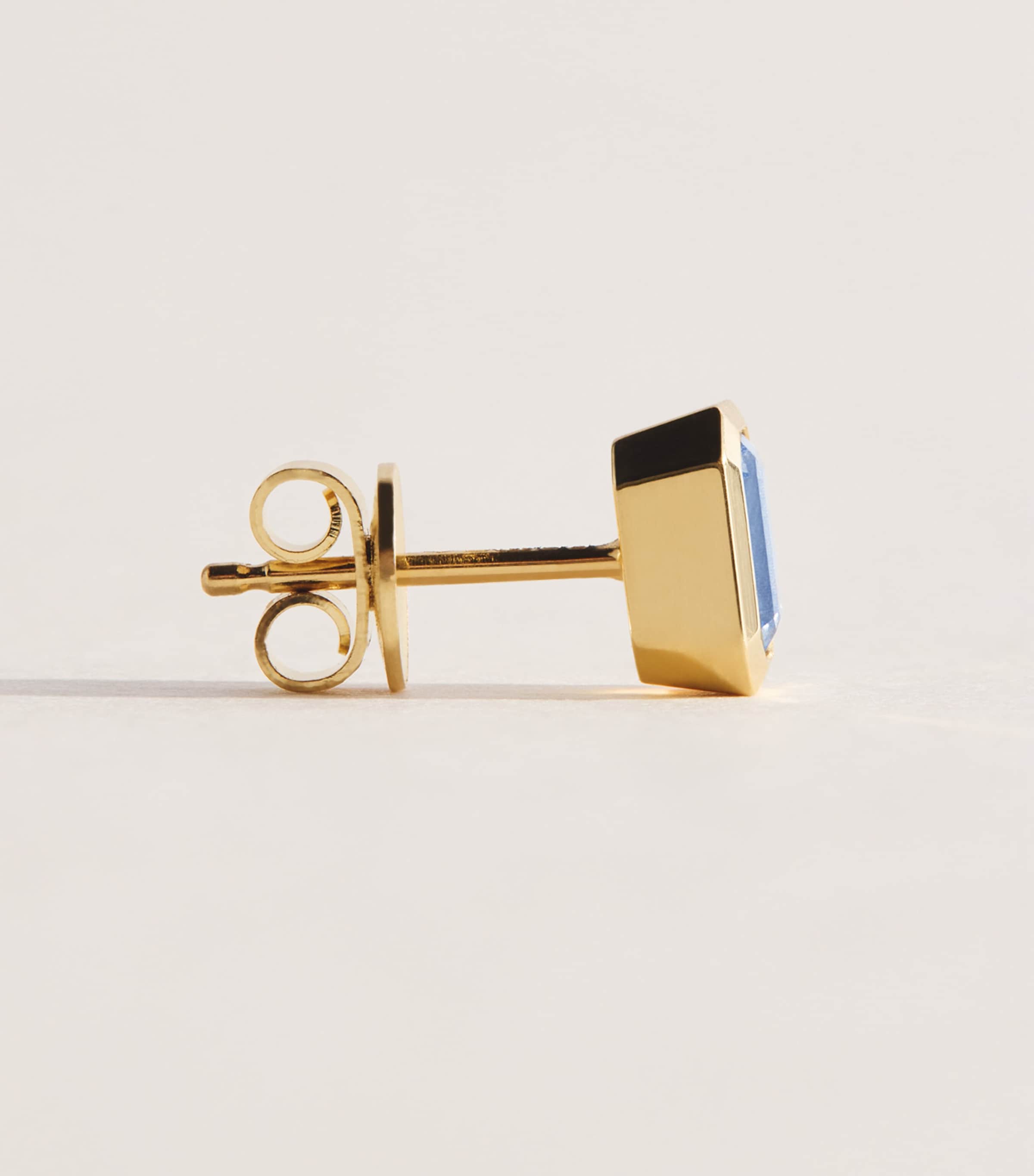 Azlee Small Yellow Gold and Sapphire Stud Earrings Yellow Gold Image 3