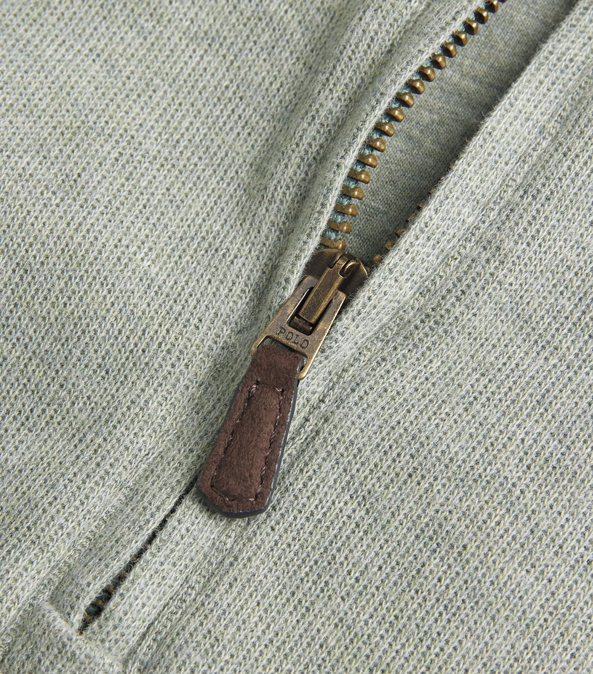 Cotton Logo Quarter-Zip Sweater GREEN HEATHER Image 5