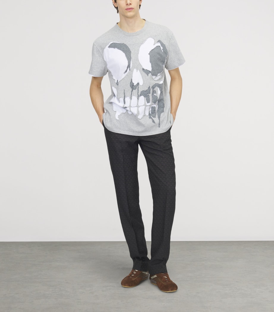 McQueen Mens Skull Distressed T-Shirt Image 2