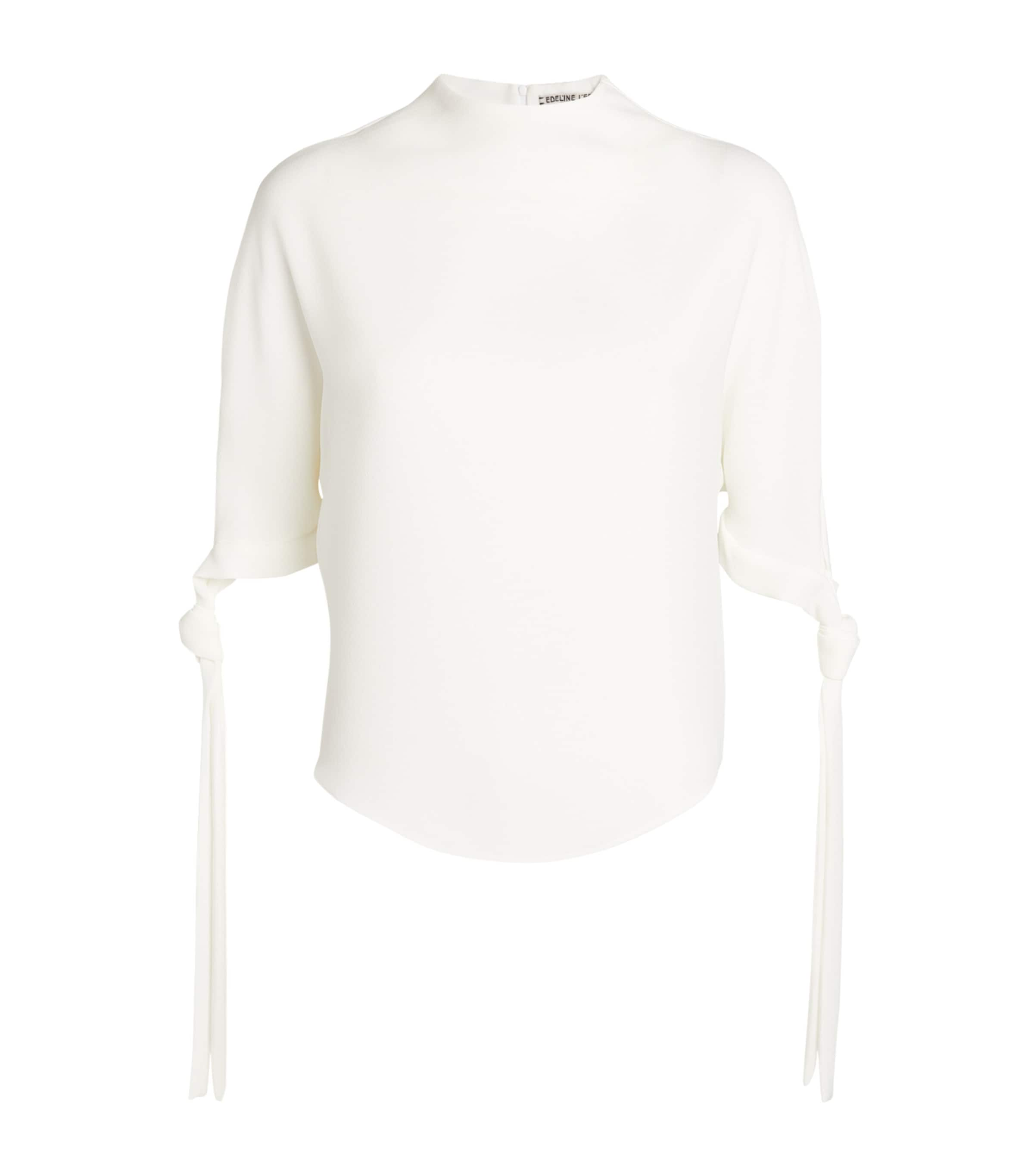 Edeline Lee Funnel-neck Pedernal Blouse In Ivory