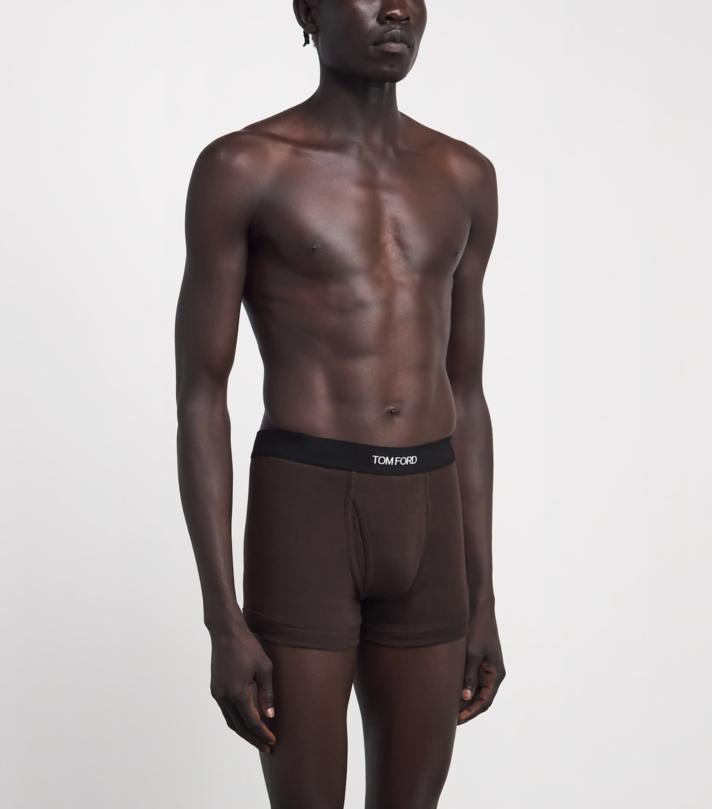 TOM FORD Mens Stretch-Cotton Logo Boxers (Pack of 2) Chocolate/milit Image 2