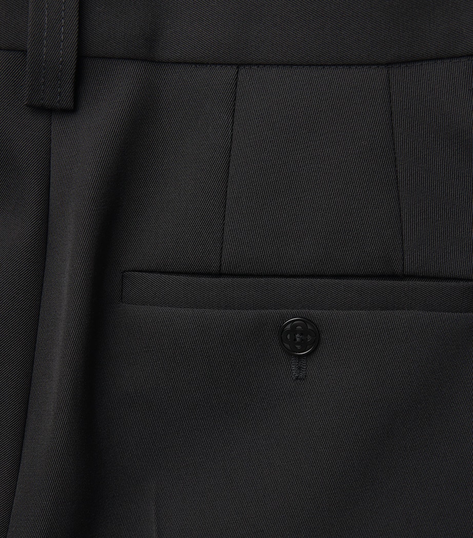 Wool Stripe-Side Pleated Trousers BLACK Image 5