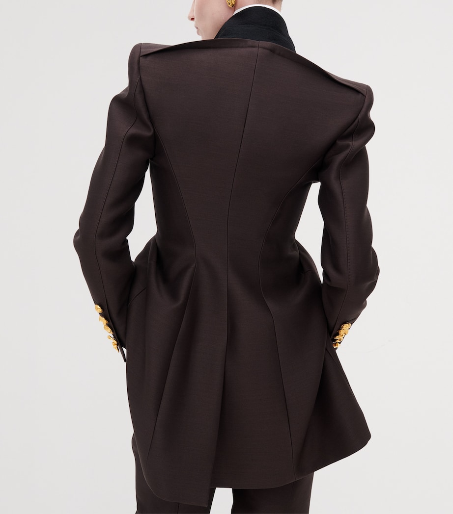 Schiaparelli Womens Wool-Silk Demi-Lune Jacket Dark Brown Image 3