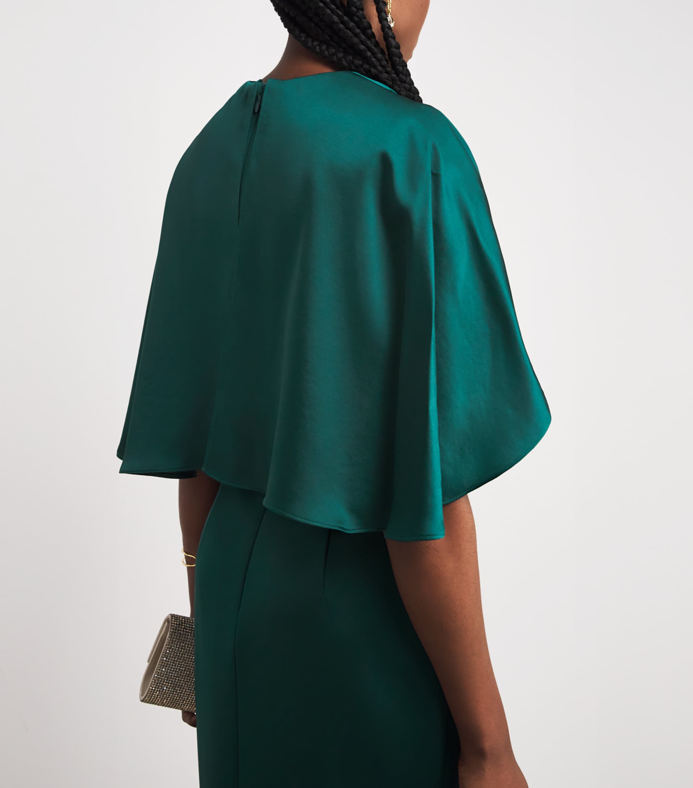 Cape-Detail Ellerie Gown FOREST GREEN Image 4