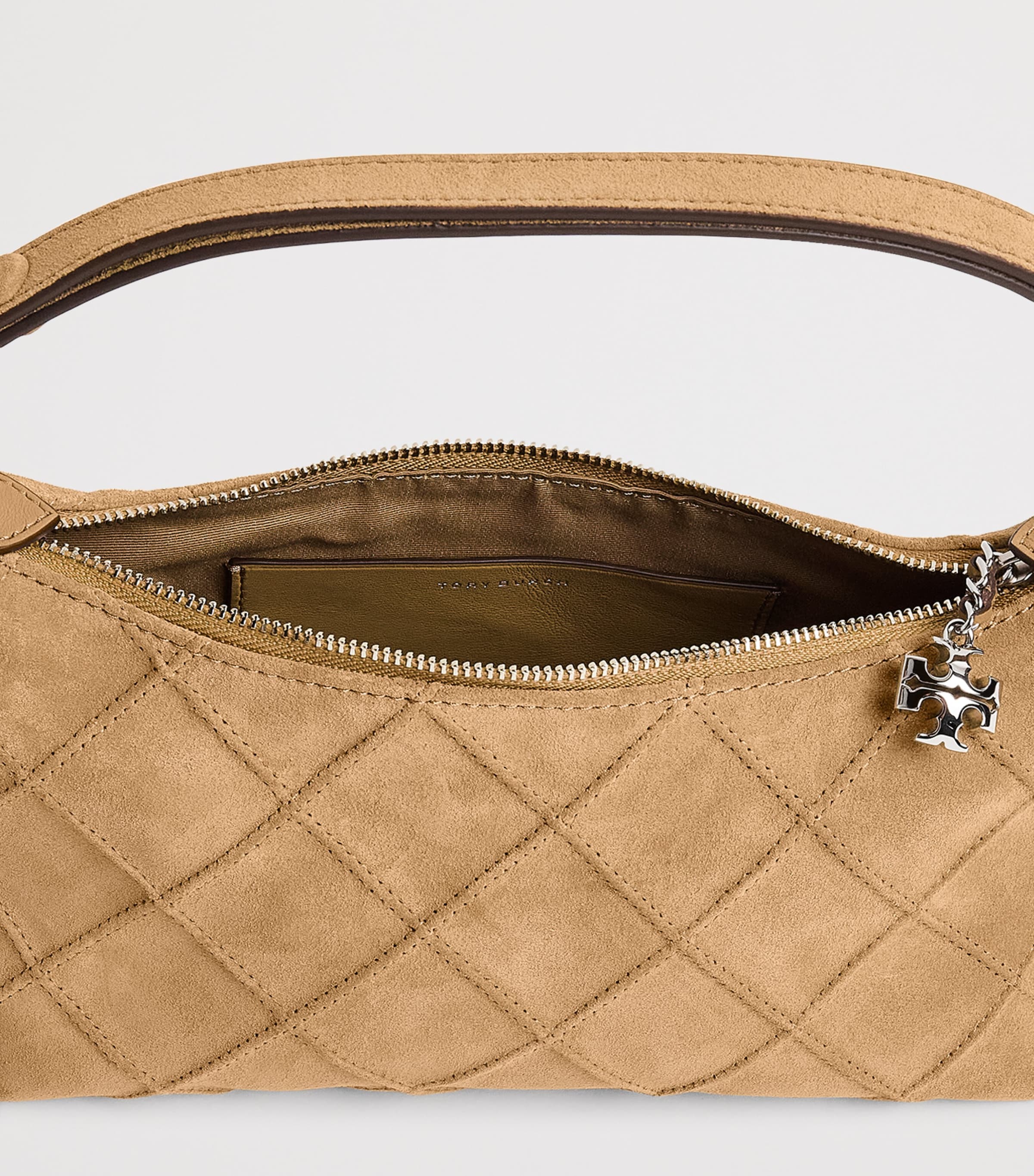 Tory Burch Mini Suede Fleming Top Handle Bag Stone Image 5